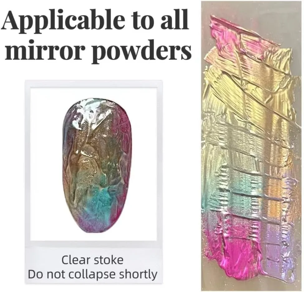 ژل شفاف بدون نیاز به پاک کردن، نیمه جامد 6 گرمی، مناسب پودر کروم آینه ای، طراحی ناخن سه بعدی، ژل برجسته کاری