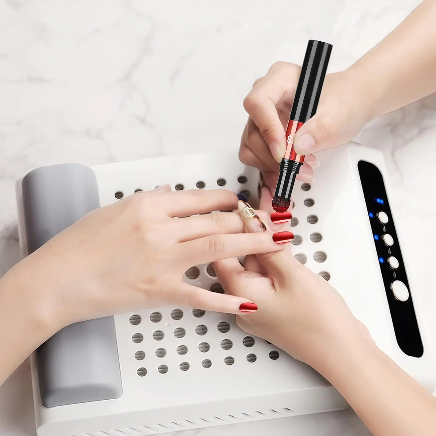 قلم پودر ناخن کروم ۱۲ رنگ، پودر ناخن هولوگرافیک با جلوه آینه ای، کوسن مانیکور، پودر فانتوم طلایی و نقره ای لیزری، ابزار طراحی هنر ناخن پودر جامد شل