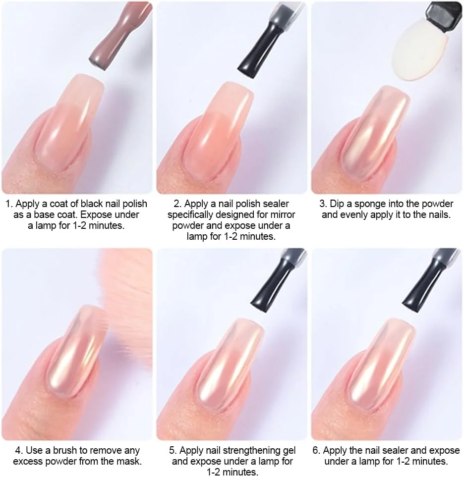 پودر کروم ناخن، 4 رنگ پودرهای کروم مرواریدی سفید، پودر ناخن پیگمنت اثر آینه ای متالیک، پودرهای براق صدفی شفق قطبی برای طراحی و تزئین ناخن (ست A)