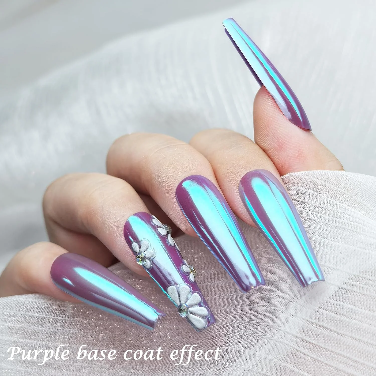 پودر ناخن کروم تک شاخ Laza، پودر براق کننده ناخن با جلوه آینه ای متالیک، پودر مرواریدی درخشان، پودر پری دریایی رنگین کمانی برای لوازم طراحی ناخن، لاک ژل مانیکور - تک شاخ مهتابی