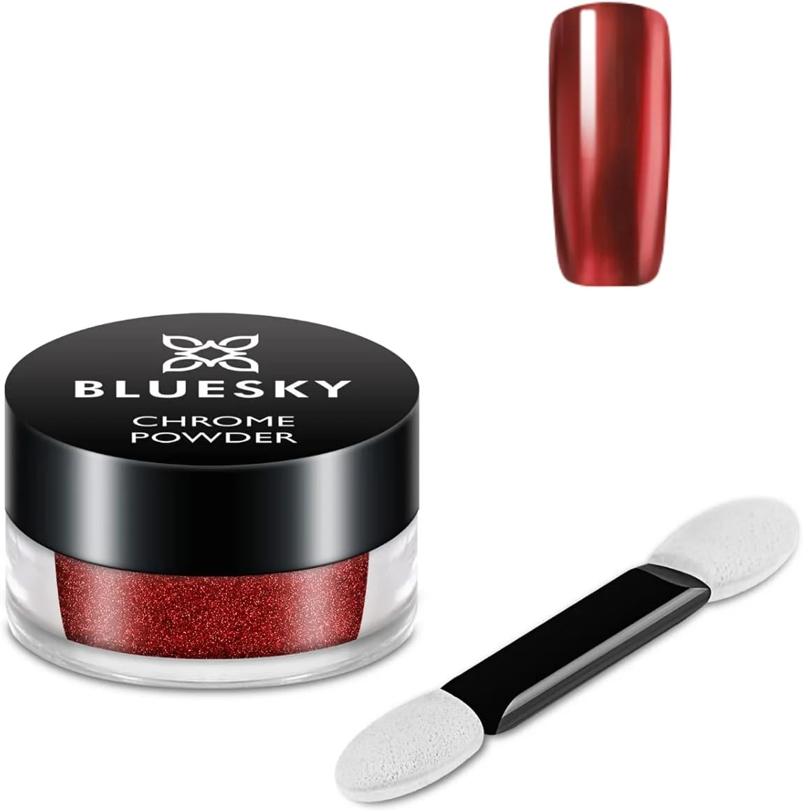 پودر کروم ناخن آبی آسمانی با برس اپلیکاتور، ژل متالیک طراحی ناخن قرمز 5 گرم