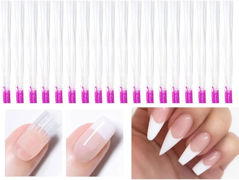 لوزن 100 عدد لوازم جانبی اکستنشن ناخن فایبرگلاس حرفه ای، ابزار ترمیم اکستنشن ناخن برای استفاده در سالن های هنری ناخن و منزل