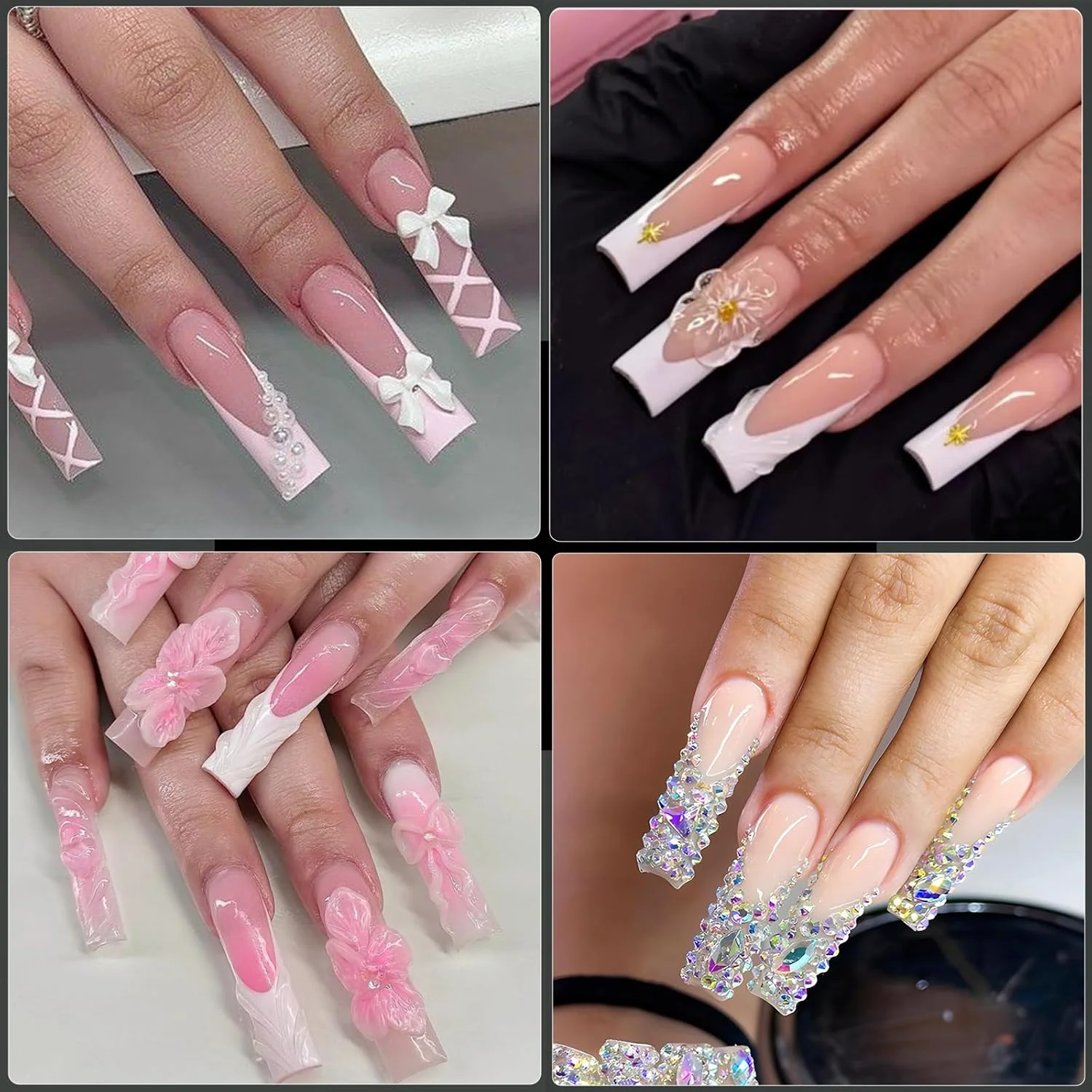 240 عدد تیپ ناخن ژلی نرم مربعی، ناخن های مربعی بلند، 12 سایز پوشش کامل ناخن مصنوعی اکریلیک صاف و شفاف برای مبتدیان و سالن خانگی حرفه ای DIY