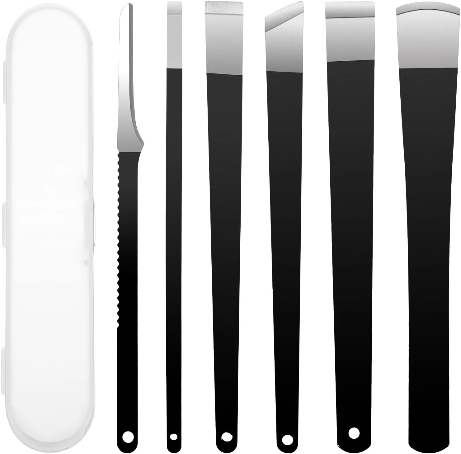 ست ۶ عددی چاقوی پدیکور، ابزار ناخن پا فرورفته به همراه جعبه نگهداری، کیت لایه بردار پینه، ابزار حرفه ای پدیکور برای پا، ابزار تمیز کننده ناخن پا برای مراقبت از پا سوهان ذرت پوست مرده