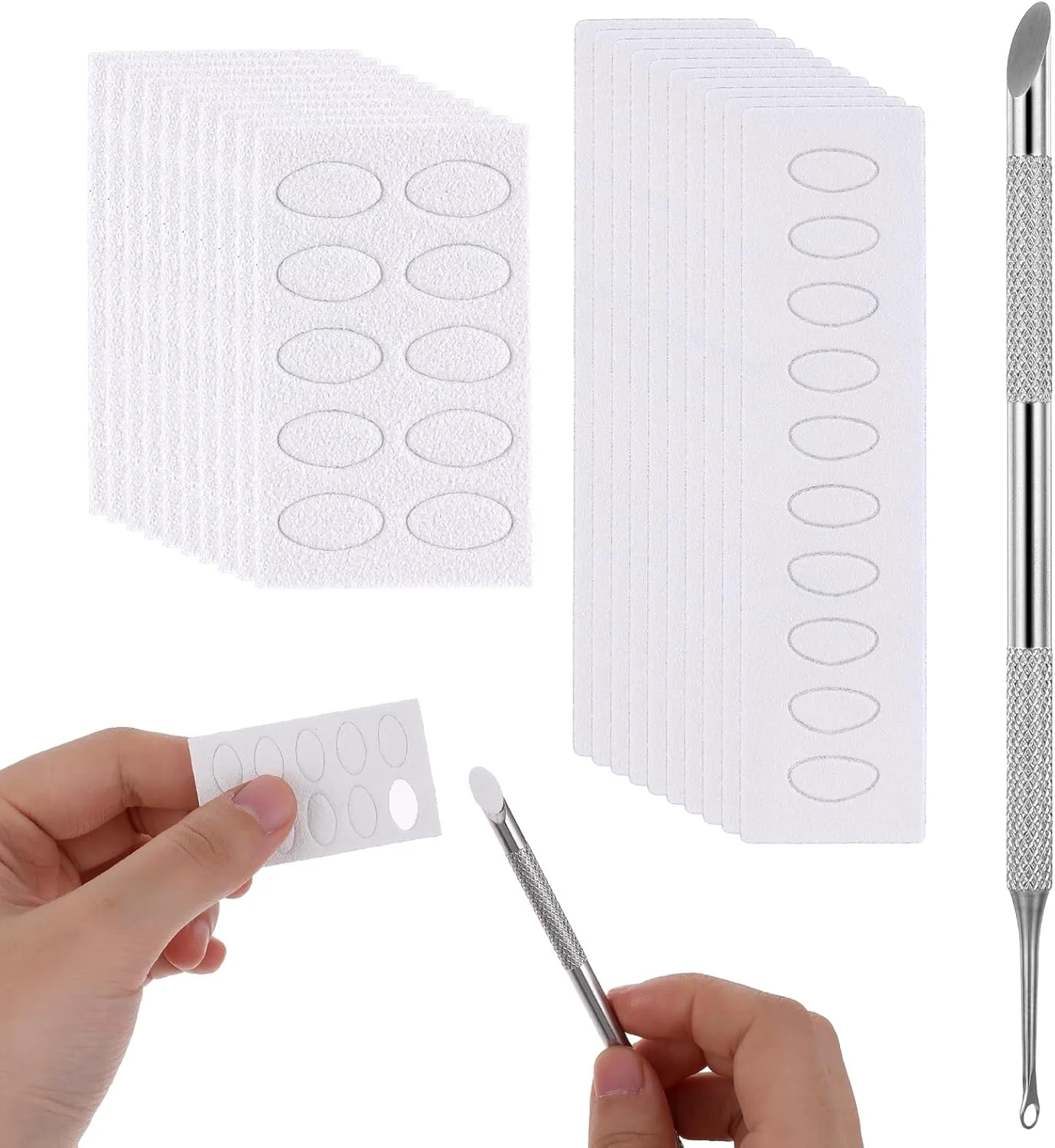 ابزار عقب‌راننده کوتیکول ناخن، استیل ضد زنگ، دو سر به همراه سمباده 100/180 برای مانیکور، پدیکور و طراحی ناخن