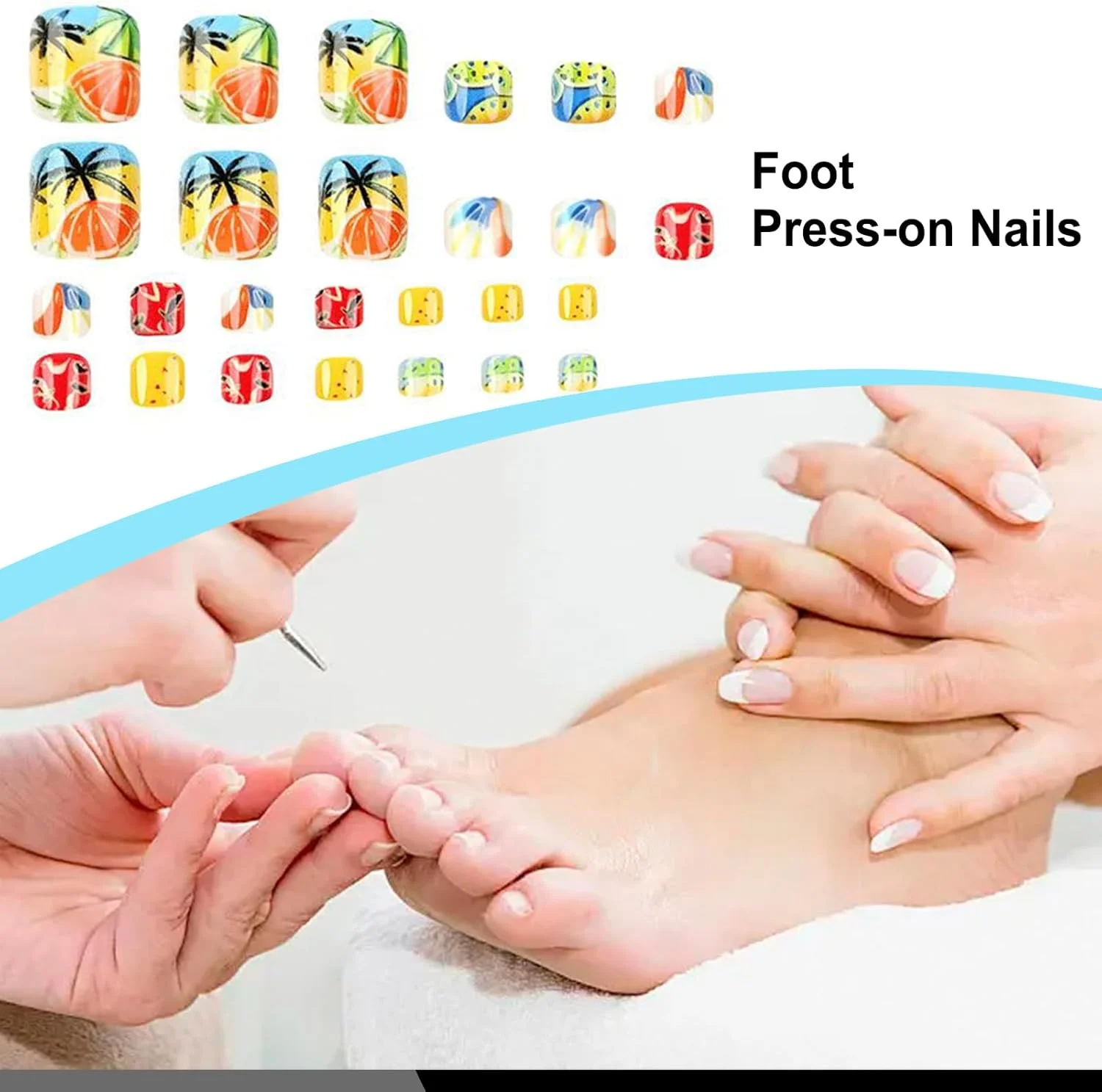 ناخن مصنوعی انگشت پا | ناخن مصنوعی تابستانی قابل استفاده مجدد، لوازم جانبی هنری برای مبتدیان، متخصصان، پدیکور، کاردستی، سرگرمی، خانواده، دوستان، بانوان