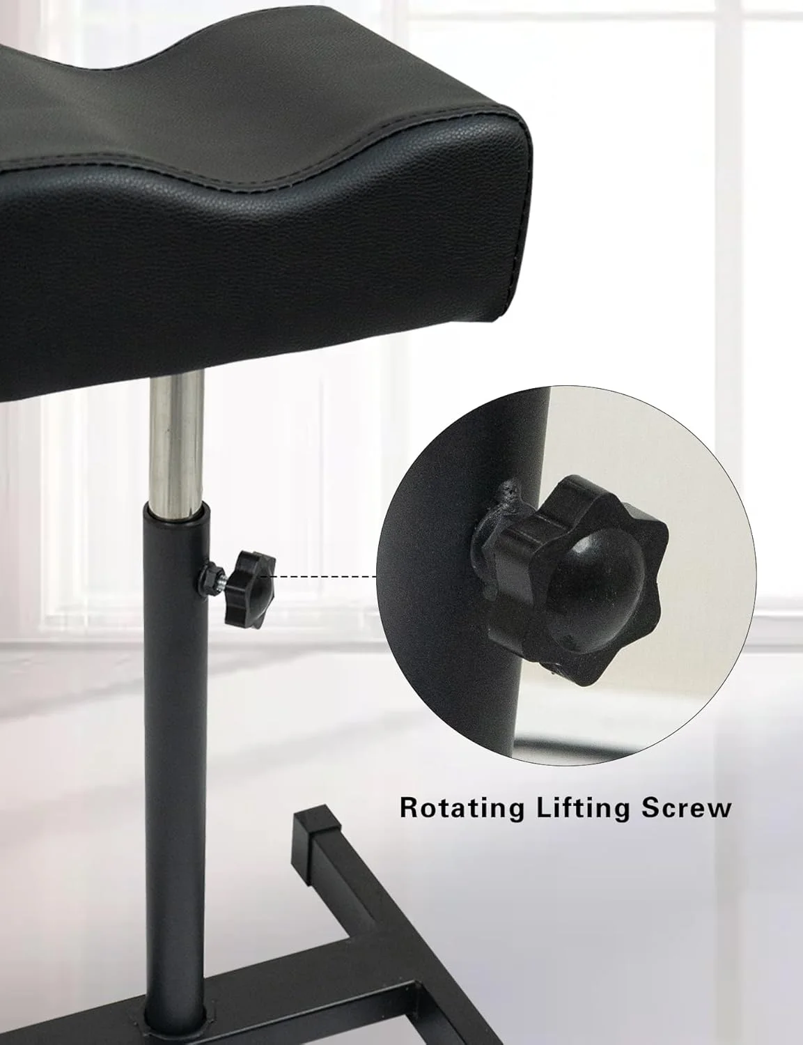 زیرپایی پدیکور، پایه ماساژ پا و مانیکور - صندلی قابل تنظیم ارتفاع، تجهیزات ناخن با پایه های ضد لغزش برای سالن زیبایی خانگی و اسپا (مشکی)