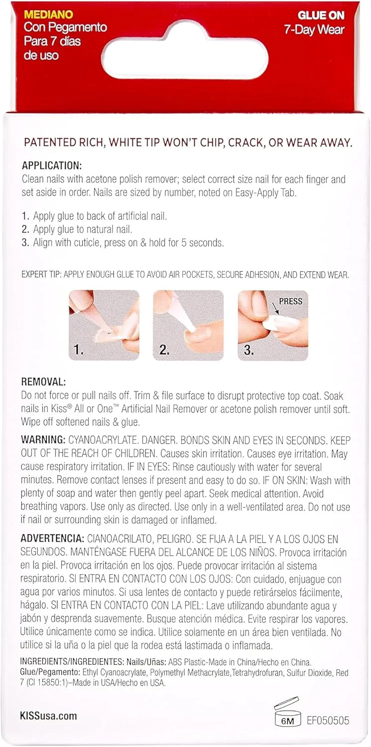 کیت ناخن فرانسوی ماندگار کیس مدل EF05، سفید، 28 تکه