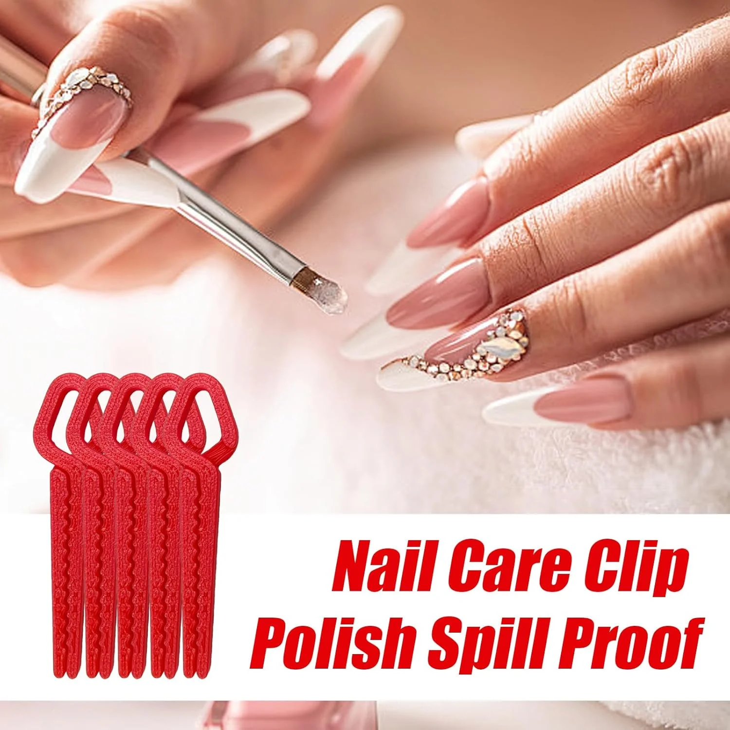 محافظ لاک ناخن برای انگشتان، گیره مانیکور - محافظ های ناخن قابل استفاده مجدد چاپ سه بعدی برای مانیکور پدیکور خانگی مهمانی سالن استفاده روزمره نوک فرانسوی