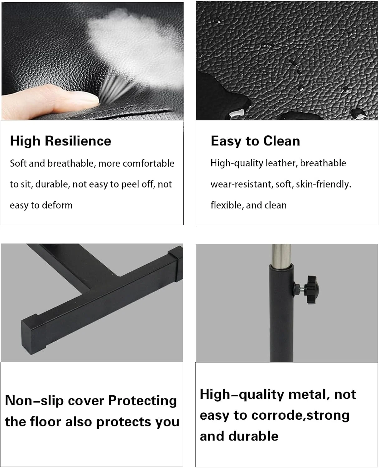 زیرپایی پدیکور، پایه ماساژ پا و مانیکور - صندلی قابل تنظیم ارتفاع، تجهیزات ناخن با پایه های ضد لغزش برای سالن زیبایی خانگی و اسپا (مشکی)