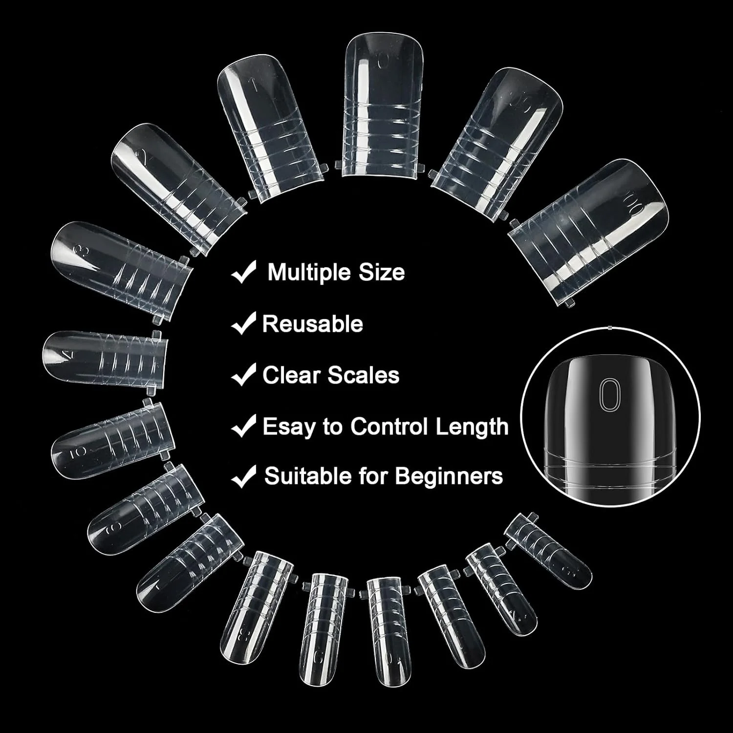 160 عدد قالب ناخن دوگانه پا برای اکستنشن ناخن ژلی و بیلدر ژل - 16 سایز قالب ناخن مربع پوشش کامل قابل استفاده مجدد - نوک ناخن پدیکور حرفه ای برای سالن و DIY در خانه