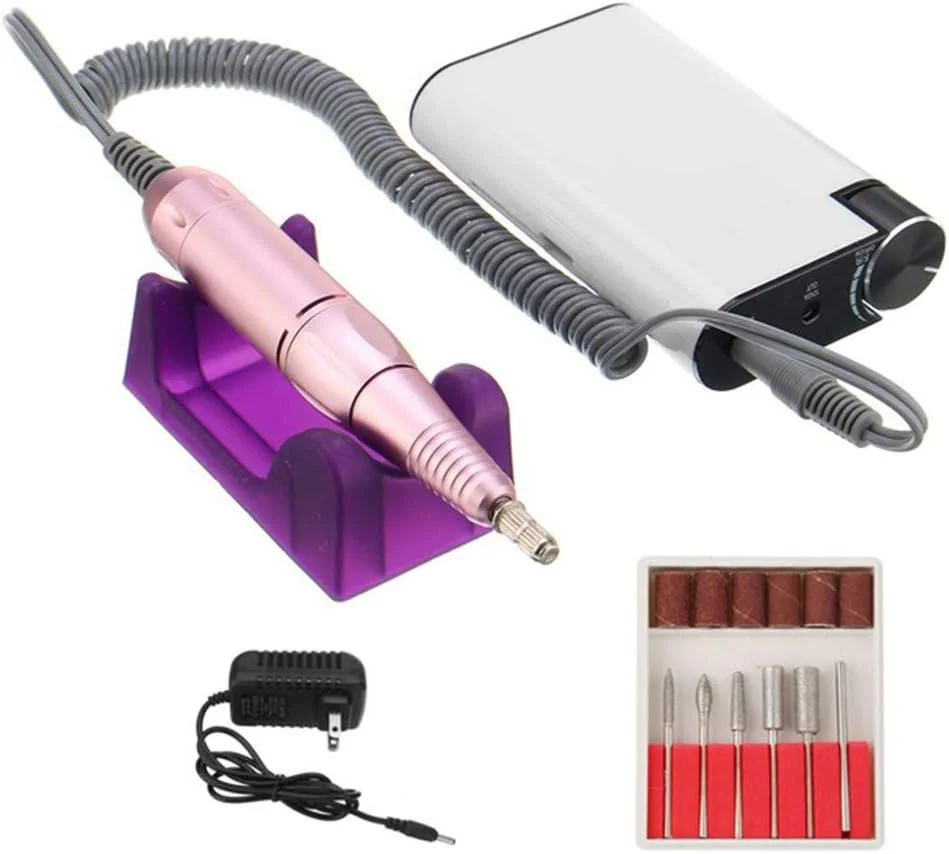 دستگاه سوهان برقی ناخن قابل حمل حرفه ای 30000 دور در دقیقه، کیت سوهان ناخن برای ناخن های اکریلیک، ژل و طبیعی، لرزش کم، ابزار پولیش مانیکور و پدیکور قابل شارژ (سفید)