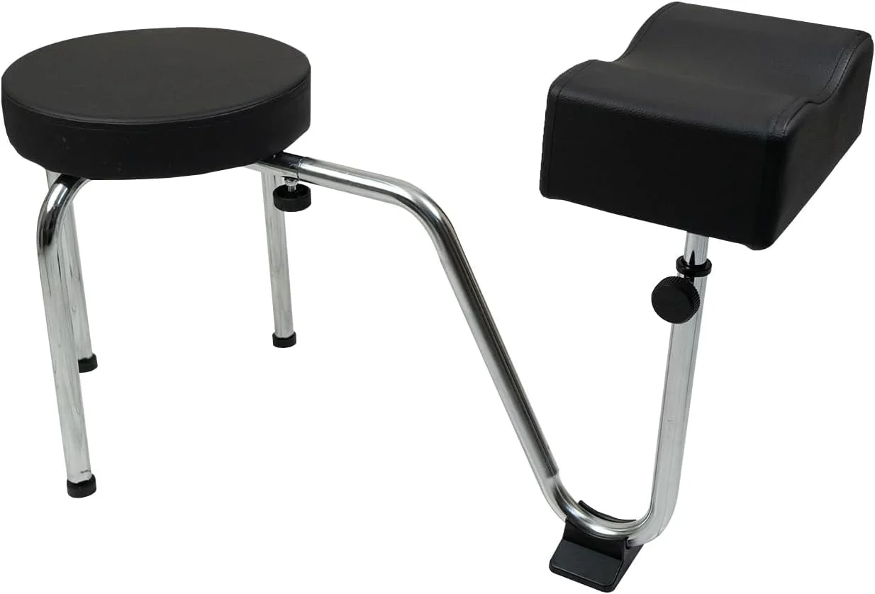 چهارپایه پدیکور قابل تنظیم - صندلی زیرپایی چرمی راحت برای تکنسین های ناخن و سالن های زیبایی - چهارپایه پدیکور اسپا (مشکی)