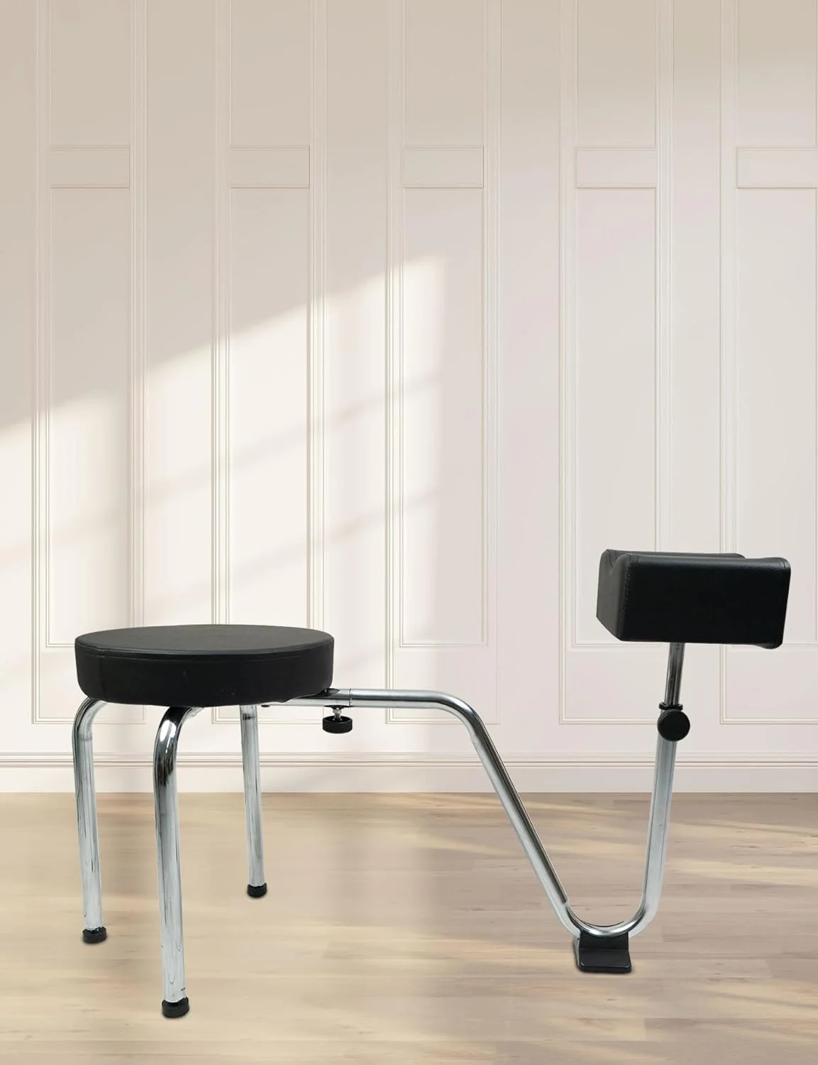 چهارپایه پدیکور قابل تنظیم - صندلی زیرپایی چرمی راحت برای تکنسین های ناخن و سالن های زیبایی - چهارپایه پدیکور اسپا (مشکی)