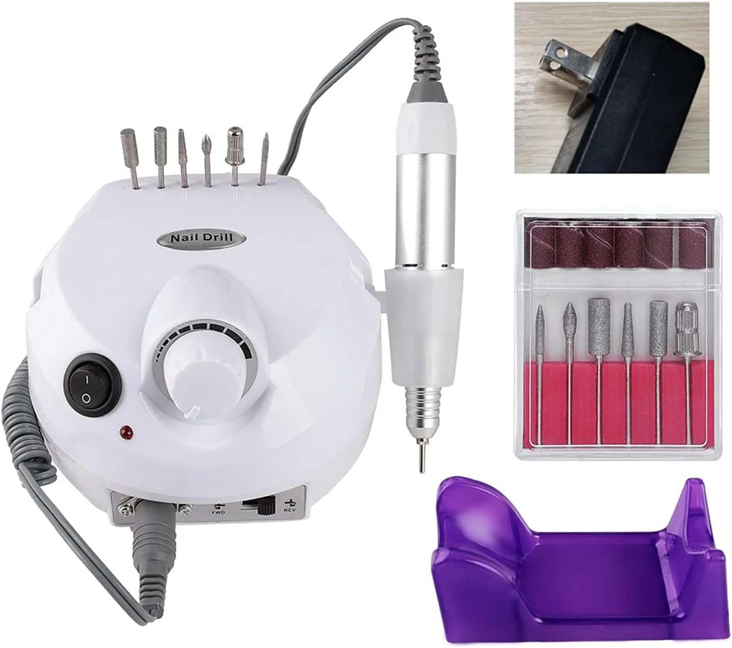 دستگاه سوهان ناخن 30000 دور در دقیقه به همراه پدال برای ریموو کردن انواع ژل ناخن، مانیکور، پدیکور و سوهان برقی ناخن (سفید)