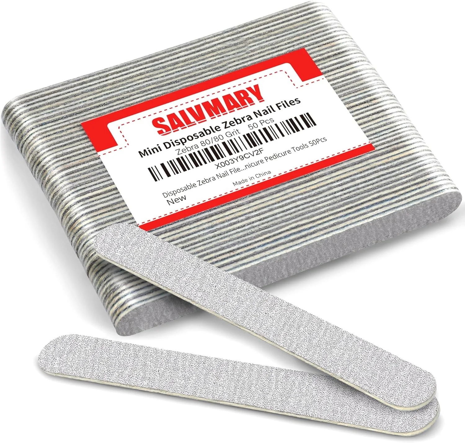 سوهان ناخن یکبار مصرف گورخری درجه زبری 80/80، 5 اینچی، دو طرفه، مناسب برای ناخن های اکریلیک، ناخن های پا، ابزار حرفه ای مانیکور و پدیکور، 50 عدد