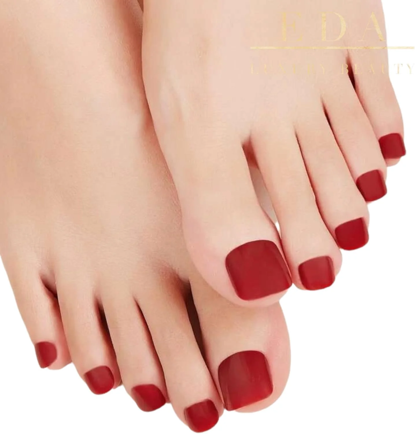 ناخن مصنوعی پا با پوشش کامل، طرح لوکس قرمز، ست ناخن اکریلیک، نوک ناخن مصنوعی، پاهای براق، پدیکور عالی، ناخن های مصنوعی مربعی، ناخن های فیک فشن