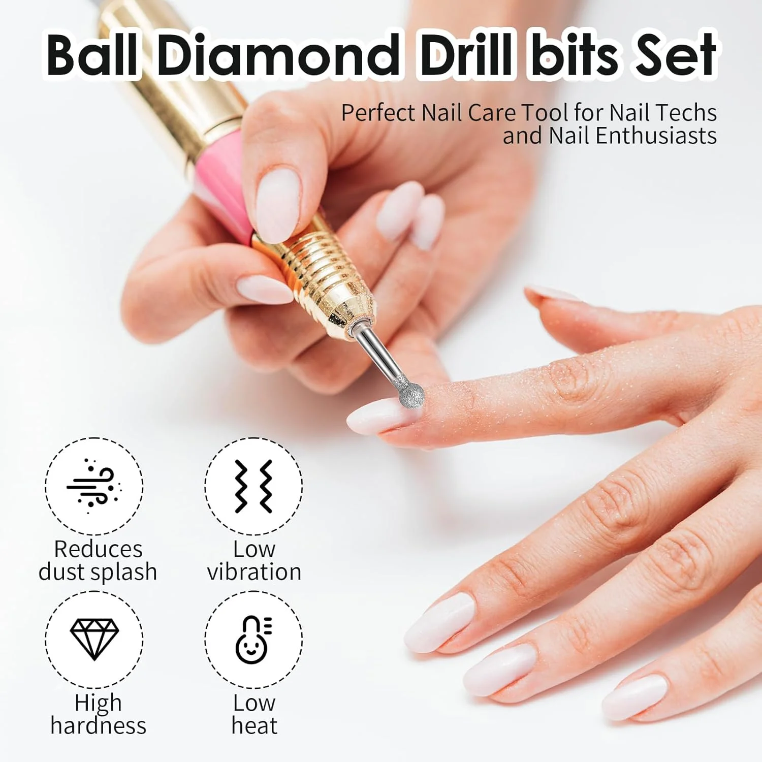 ست مته الماسه توپی 8 عددی، مته کوتیکول 3/32 اینچی برای دریل ناخن، مته های برقی توپی تمیز کننده ناخن برای ماشین برقی مانیکور پدیکور ژل پولیش ابزار (8 سایز)
