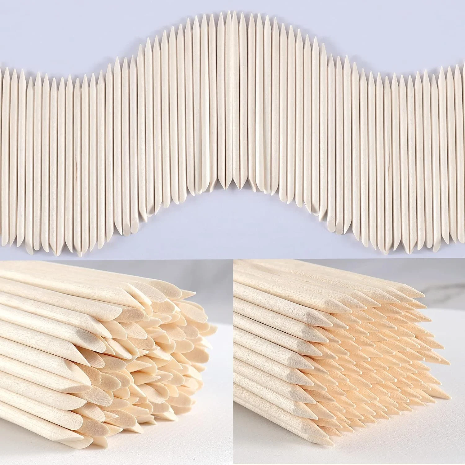 100 عدد چوب چوبی طراحی ناخن Allstarry، 4.5 اینچ، چوب بامبو نارنجی دو طرفه چند منظوره، چوب اپلیکاتور موم، ابزار مراقبت از عقب زننده کوتیکول برای مانیکور پدیکور و پاک کننده ژل استون ناخن