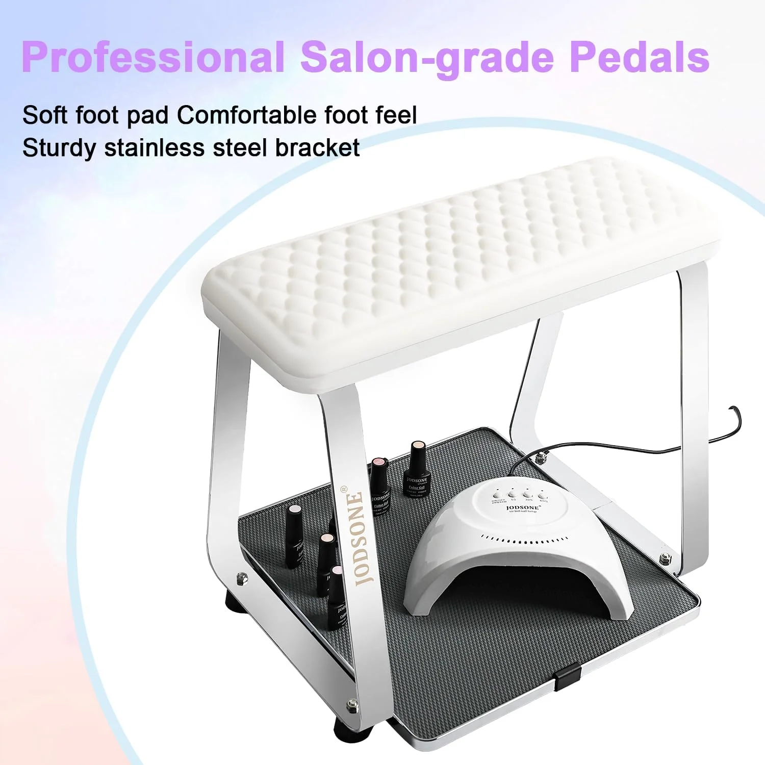 جای پای پدیکور سفید رنگ جادسون با کوسن نرم، از پاهای خود مراقبت کنید، دیگر نیازی به خم شدن یا کشش نیست، جای پای پدیکور استیل ضد زنگ جداشدنی و ایده آل برای پدیکور آسان در خانه