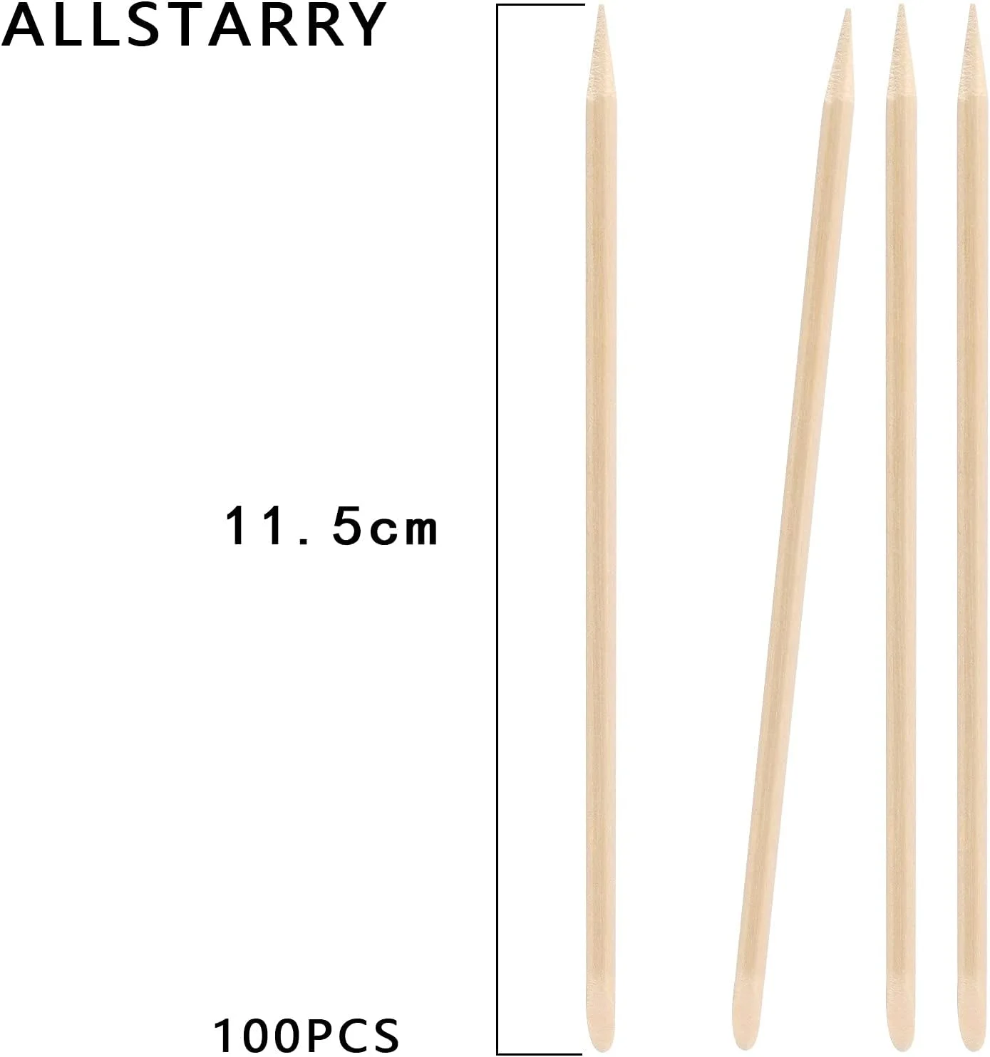 100 عدد چوب چوبی طراحی ناخن Allstarry، 4.5 اینچ، چوب بامبو نارنجی دو طرفه چند منظوره، چوب اپلیکاتور موم، ابزار مراقبت از عقب زننده کوتیکول برای مانیکور پدیکور و پاک کننده ژل استون ناخن