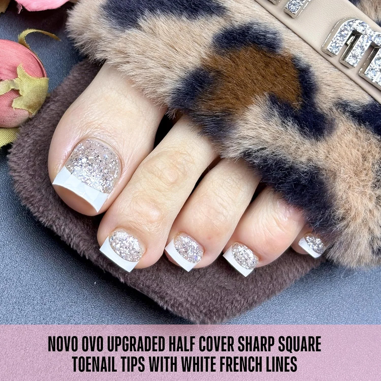 نوک ناخن پا پوشش نیمه فرانسوی سفید، ژل نرم شفاف با خط کمکی برای اکستنشن ناخن پا مصنوعی، مربع تیز متوسط پهن برای پدیکور اکریلیک مردانه و زنانه، 15 سایز 240 عدد