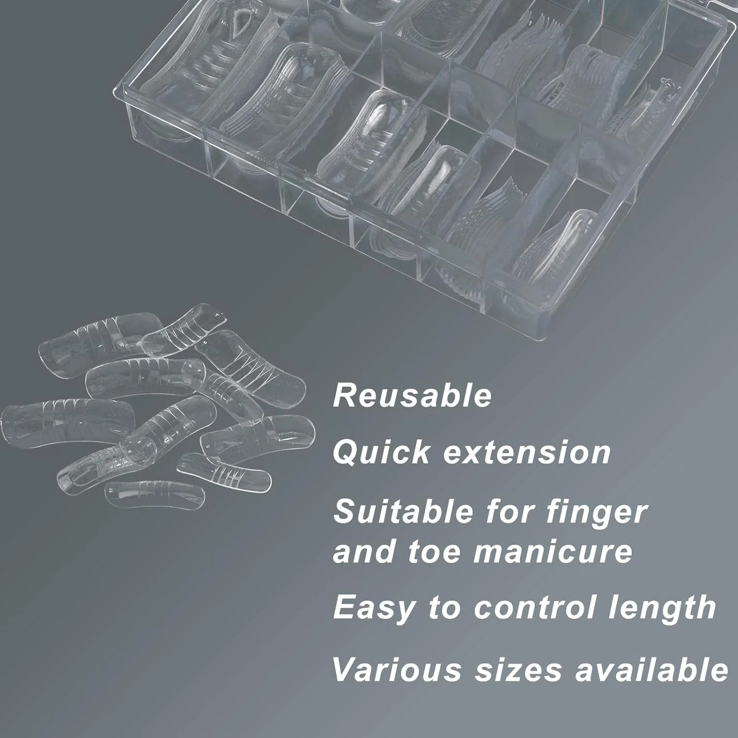 مجموعه 120 عددی قالب ناخن پولی ژل باکسوب، قالب انگشت و پا با قابلیت استفاده مجدد برای اکستنشن ناخن پولی ژل، مناسب استفاده خانگی، پدیکور و سالن