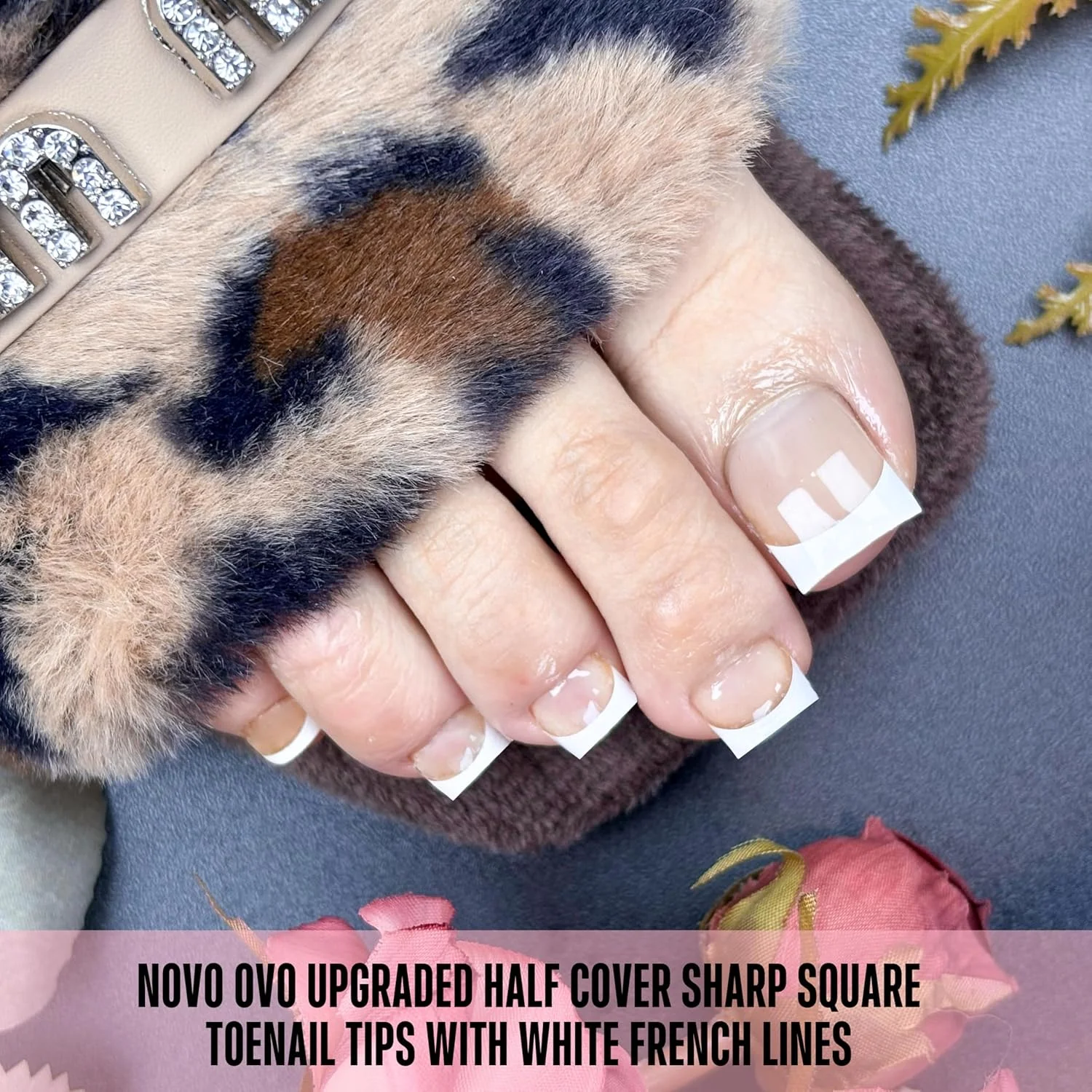 نوک ناخن پا پوشش نیمه فرانسوی سفید، ژل نرم شفاف با خط کمکی برای اکستنشن ناخن پا مصنوعی، مربع تیز متوسط پهن برای پدیکور اکریلیک مردانه و زنانه، 15 سایز 240 عدد