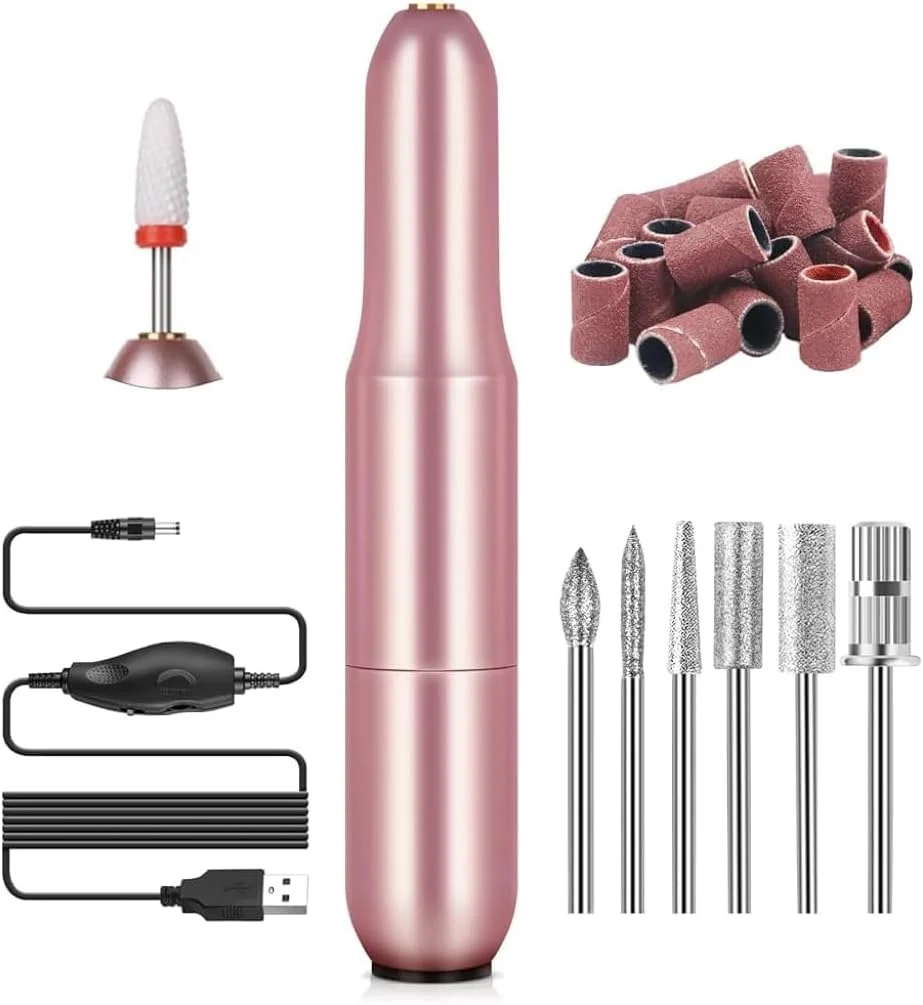 دستگاه سوهان برقی ناخن SAVILAND - دستگاه مانیکور حرفه ای با 6 عدد سری سوهان و 51 عدد نوار سنباده برای پولیش، شکل دادن، پدیکور ناخن های اکریلیک، مناسب برای استفاده در منزل و سالن