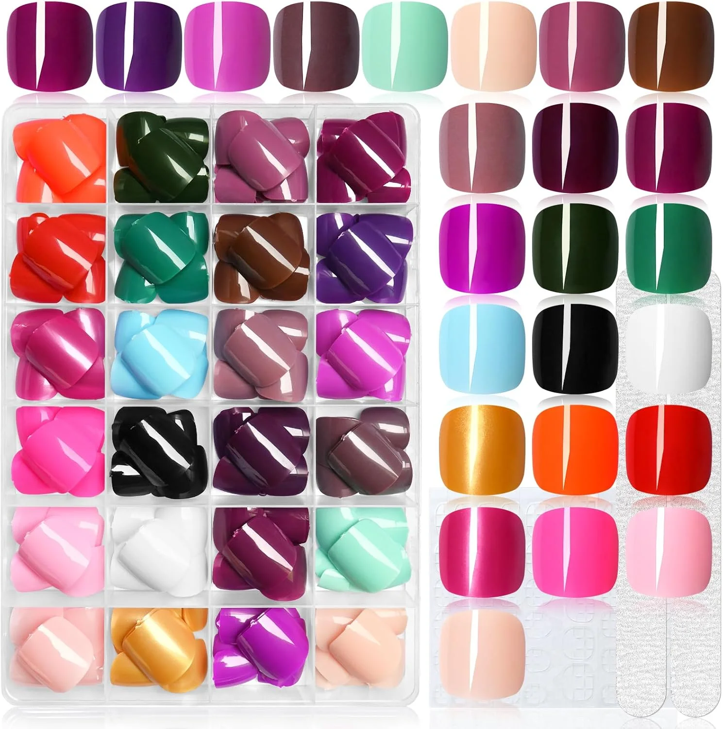 ناخن مصنوعی پا 576 عددی LoveOurHome، مناسب خانم ها، نکته های ناخن پا، چسب ژلی برای ناخن پا، ناخن مصنوعی پا کوتاه مربعی، ناخن مصنوعی چسبی، پدیکور 24 رنگ، نوک ناخن اکریلیک