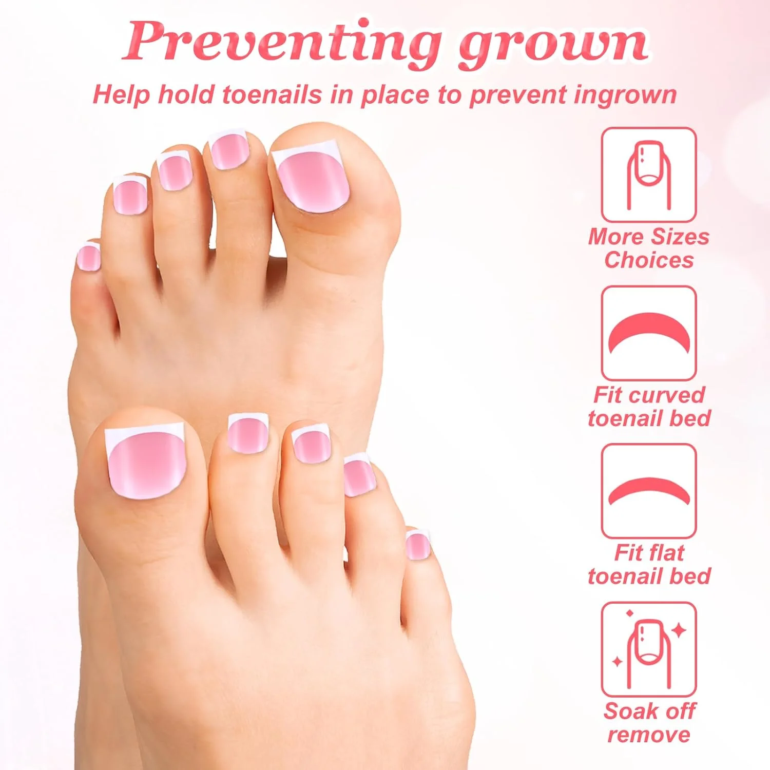 150 عدد ناخن مصنوعی انگشت شست پا با نوک فرانسوی، ناخن مصنوعی مربعی کوتاه پوشش کامل با نوک فرانسوی، ناخن مصنوعی پا به رنگ بنفش مایل به خاکستری برای تزئین پدیکور بانوان، 15 سایز