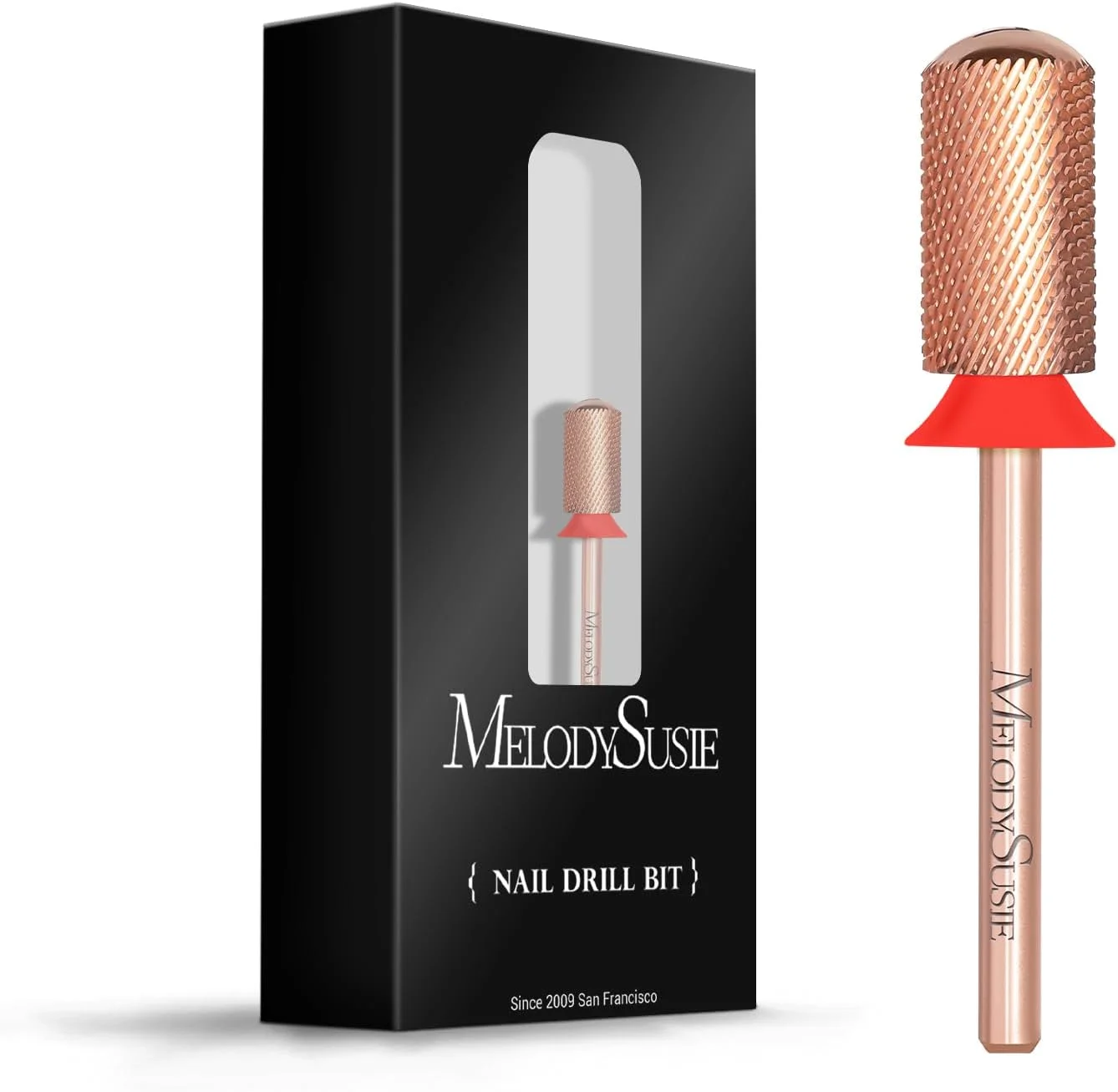 سری سوهان ناخن ایمن MelodySusie، میله کاربید استوانه ای بزرگ با سر گرد صاف 3/32 اینچی، مناسب برای مانیکور پدیکور پولیش ژل کوتیکول، سری S، طلایی رز، مناسب برای مبتدیان