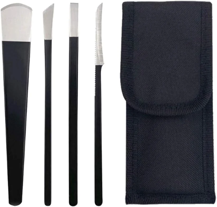 ست ۴ عددی چاقوی پدیکور، ابزار چاقوی ناخن برای رفع ناخن های فرورفته، کیت از بین برنده پوست های مرده پا به همراه کیف نگهداری
