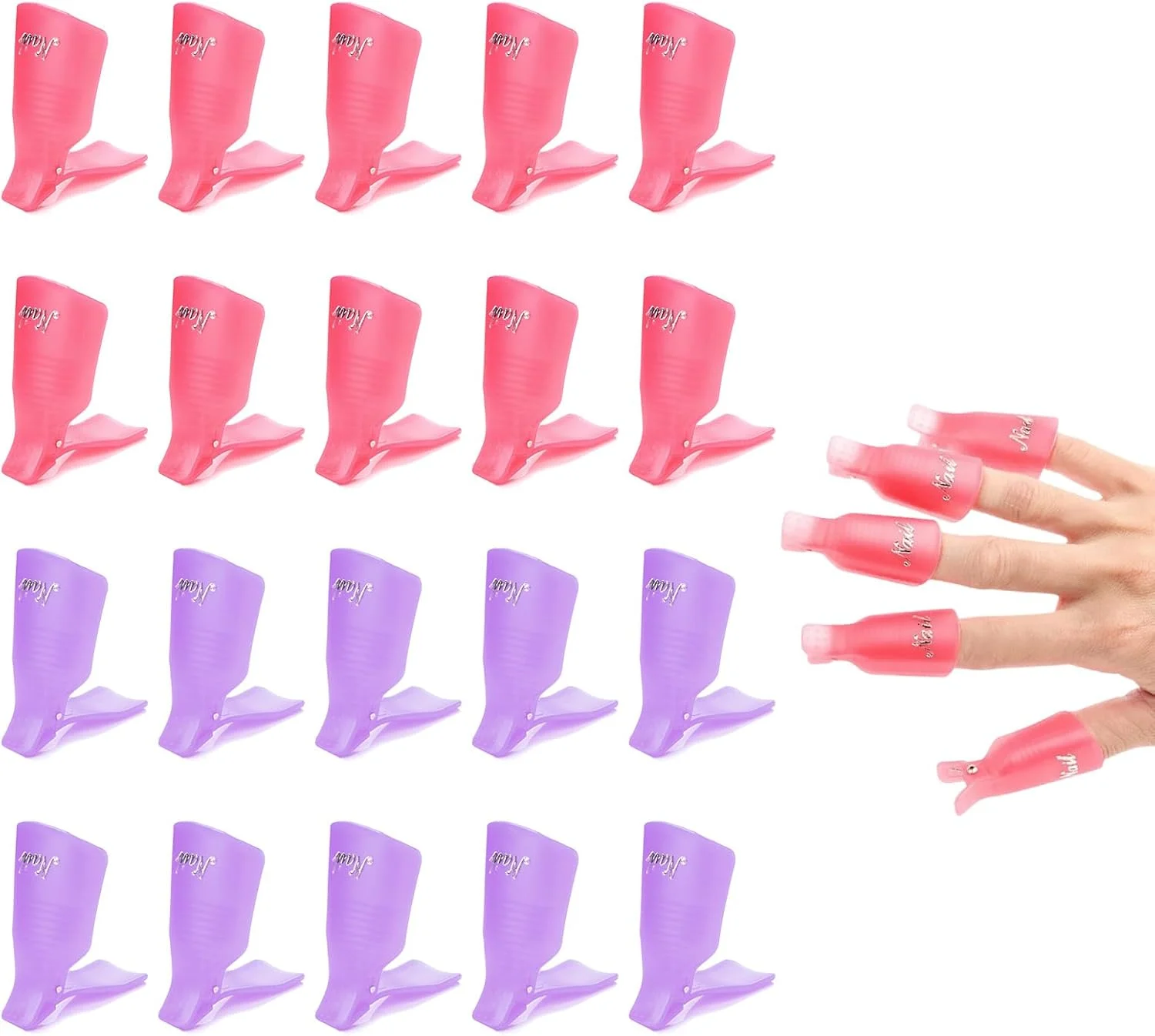 ست ۲۰ عددی ابزار پدیکور پا - گیره های ناخن اکریلیک پلاستیکی برای مانیکور/پدیکور، مناسب جعبه نگهداری با جداکننده انگشت پا برای بانوان
