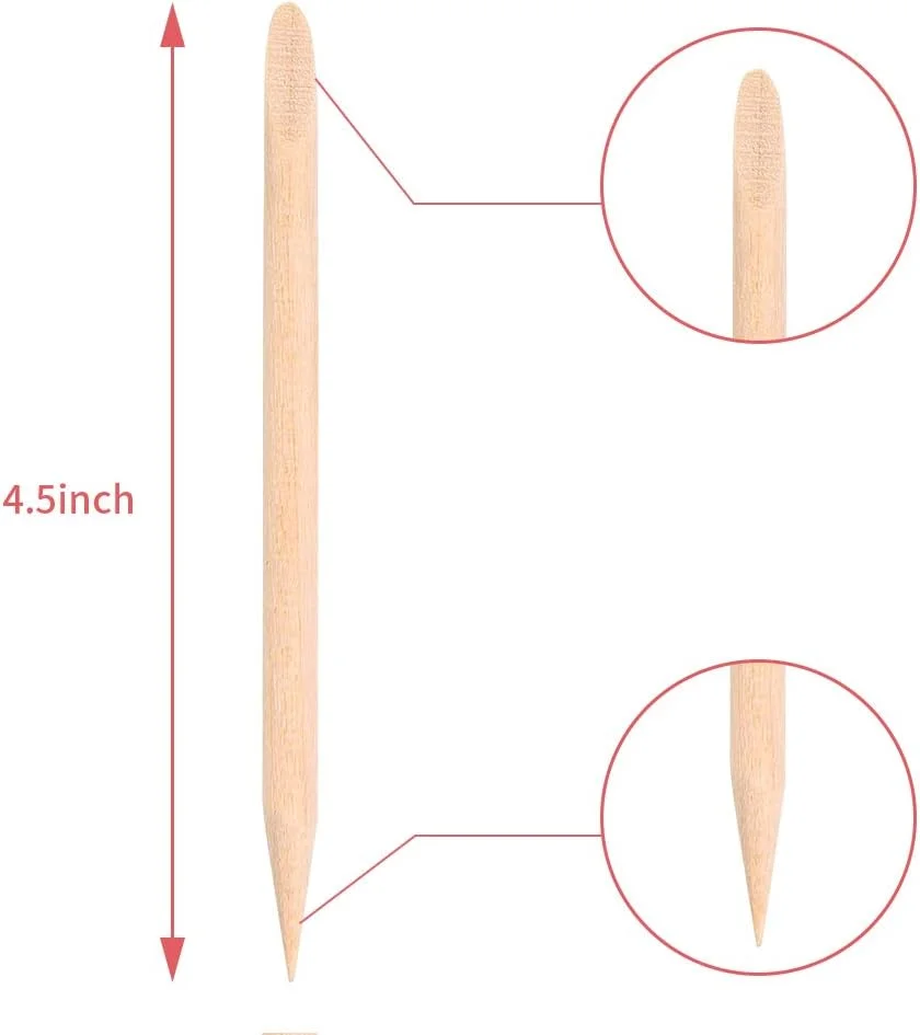 100 عدد چوب نارنجی برای ناخن - ست چوب های عقب برنده و پاک کننده کوتیکول - غیر سمی، ایمن برای پوست - ابزار چوبی برای مانیکور و پدیکور - ست یکبار مصرف مناسب برای خانه و سالن - به راحتی نمی شکند