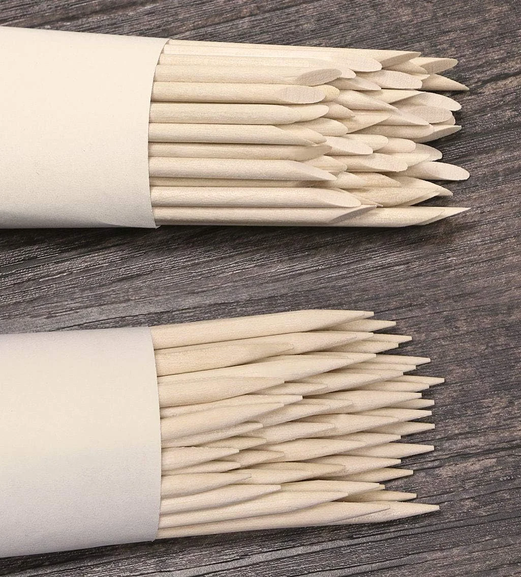 ۱۰۰ عدد چوب نارنجی - ابزار چند منظوره دو طرفه برای مانیکور و پدیکور، تمیز کننده لاک ناخن، از بین برنده پوست مرده، طول ۱۱۰ میلی متر، سر نوک تیز و سر صاف