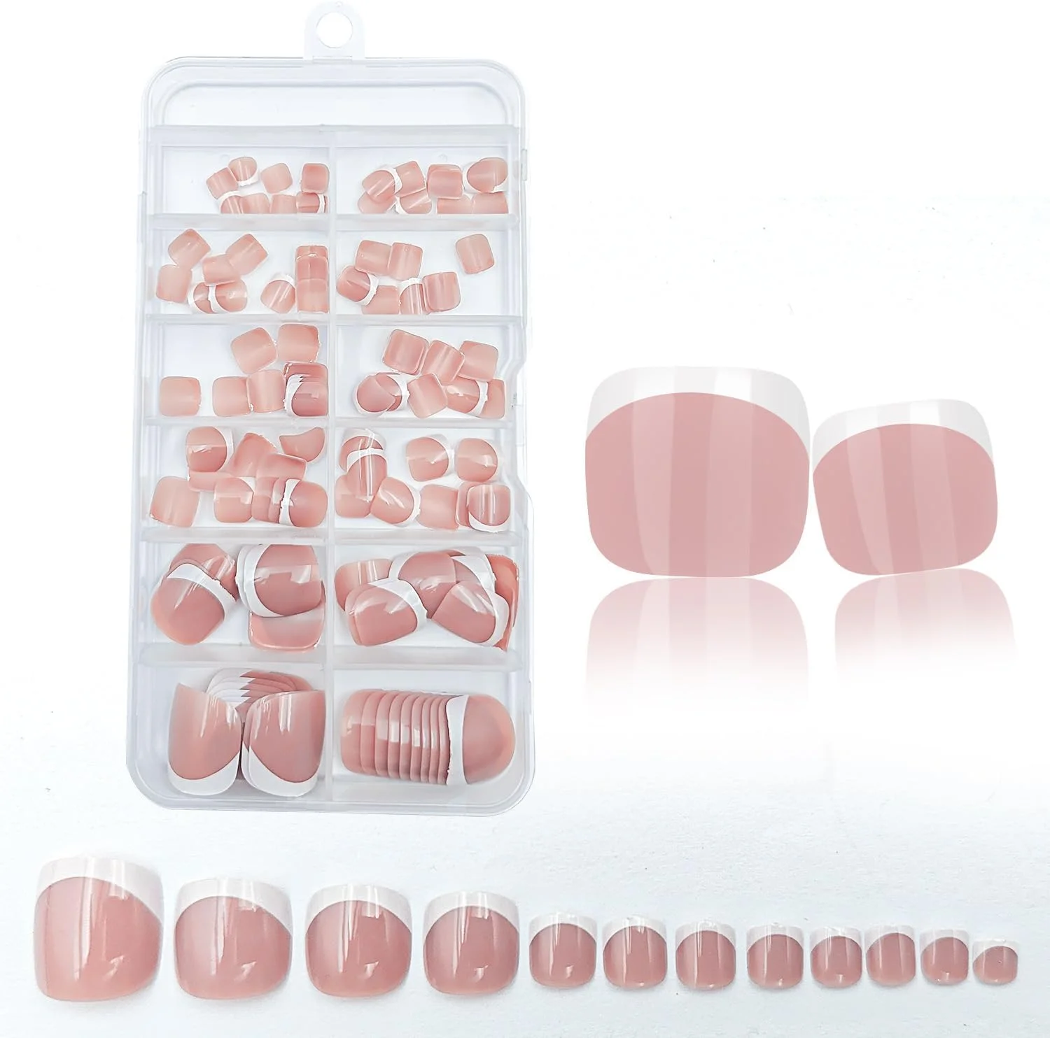 120 عدد ناخن مصنوعی پا رنگ پوست با چسب، مناسب برای چسباندن و استفاده آسان (قهوه ای) 120 عدد ناخن مصنوعی پا رنگ پوست با چسب، مناسب برای چسباندن و استفاده آسان (قهوه ای)