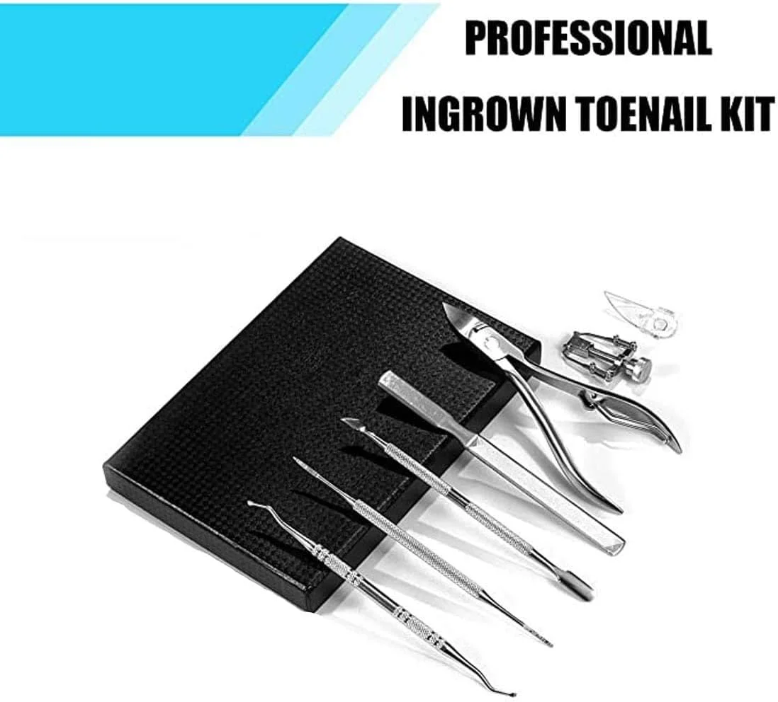 ست ابزار حرفه ای 7 تکه استیل ضد زنگ برای ناخن های فرورفته، ست ناخن گیر، ابزار درمان پدیکور برای ناخن های فرورفته و ضخیم