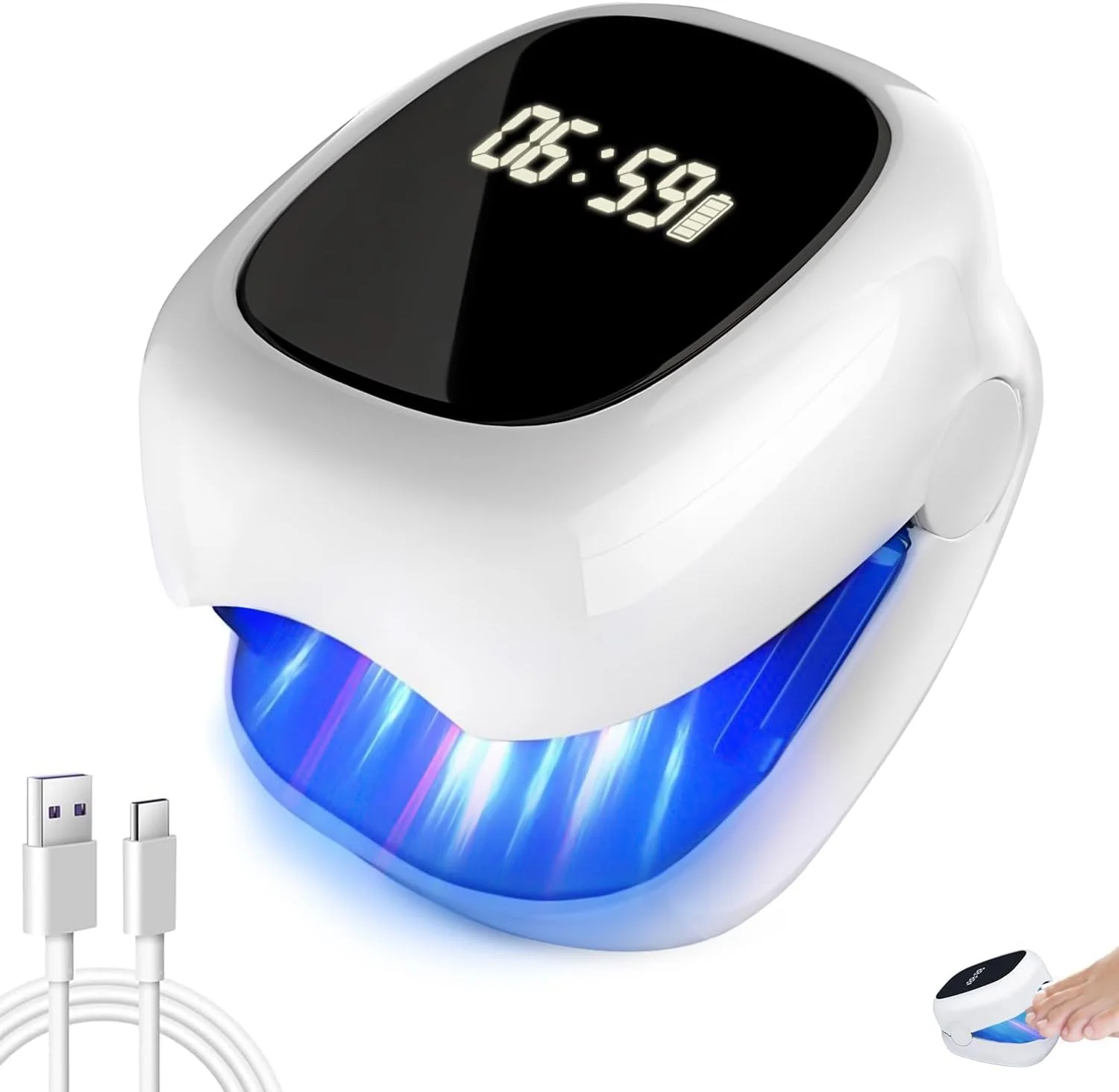 دستگاه لیزر درمان قارچ ناخن ارتقا یافته BIGTHREE، دستگاه لیزر پاک کننده قارچ ناخن، درمان سریع الاثر 7 دقیقه ای ضد قارچ ناخن با نمایشگر زمان، نور مادون قرمز 950 نانومتری، نور آبی 500 نانومتری