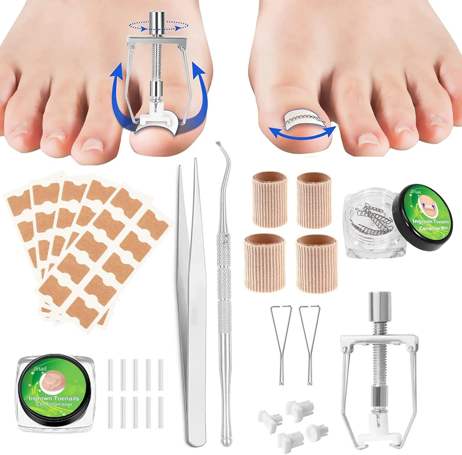 کیت درمان ناخن فرورفته، صاف کننده و اصلاح کننده ناخن پا، ابزار برداشتن ناخن