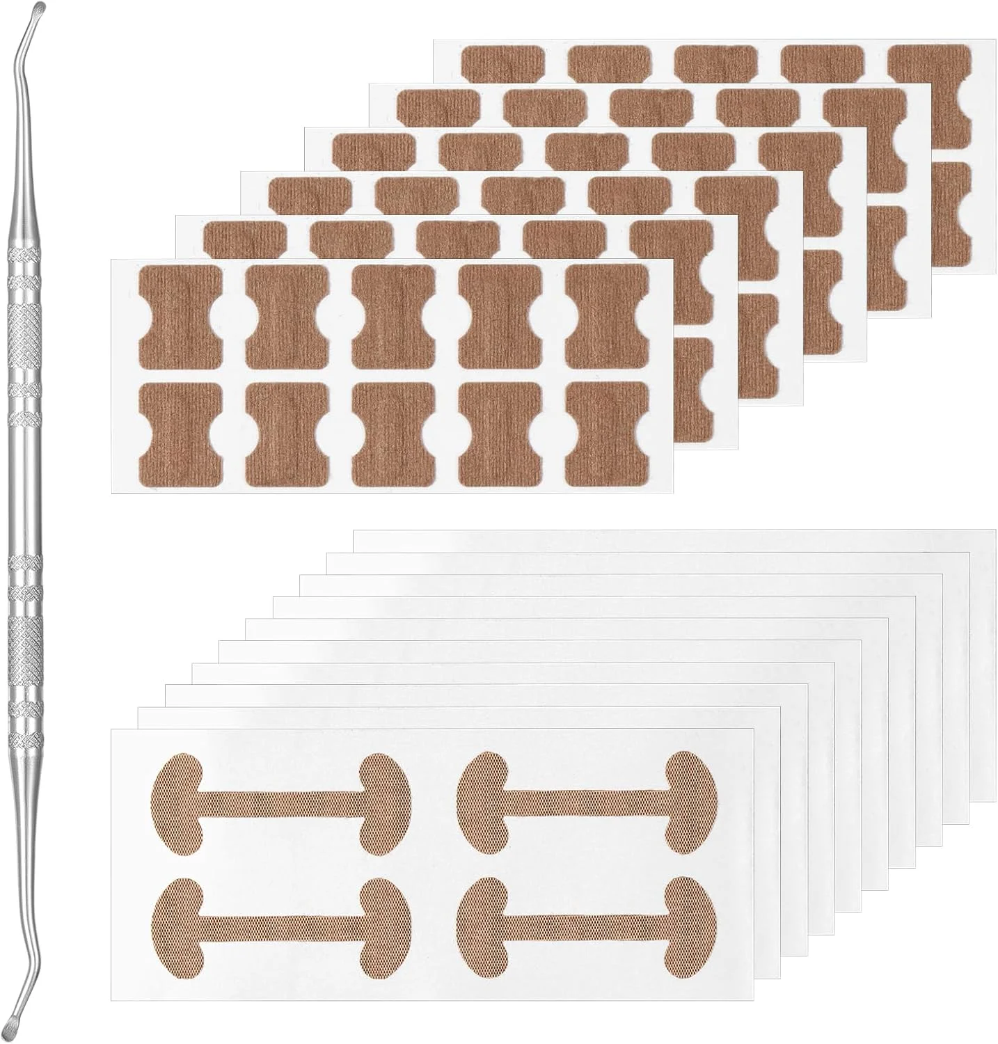 کیت اصلاح ناخن پا فرورفته، 2 نوع پد درمانی، ناخن گیر دو طرفه برای مراقبت از ناخن پا، محافظت از ناخن پا، بسته 100 عددی