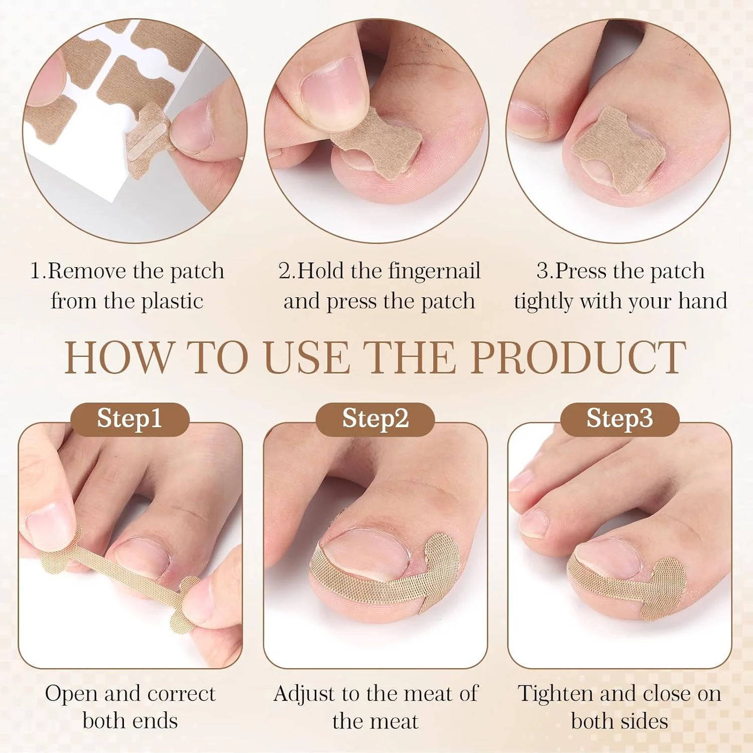 کیت اصلاح ناخن پا فرورفته، 2 نوع پد درمانی، ناخن گیر دو طرفه برای مراقبت از ناخن پا، محافظت از ناخن پا، بسته 100 عددی