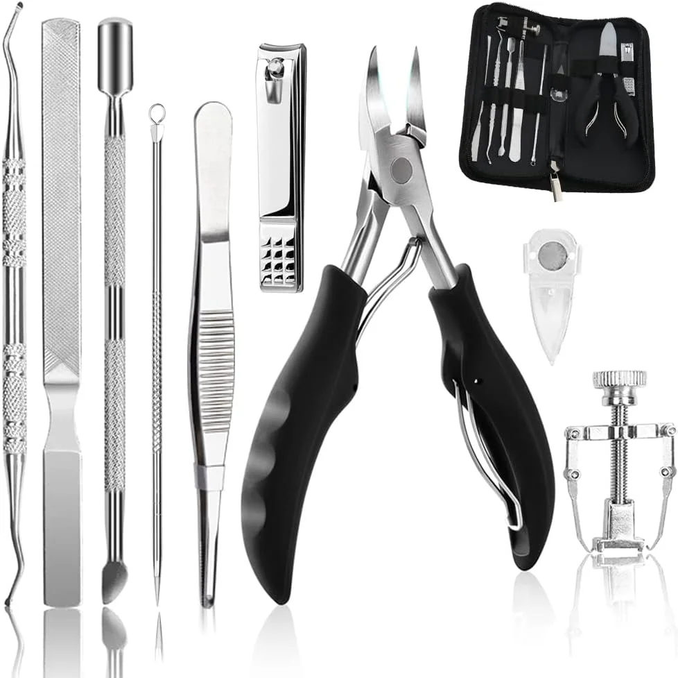 ست ابزار 10 عددی ناخن پا فرورفته، ابزار حرفه ای پدیکور و درمان ناخن، قیچی های درجه جراحی