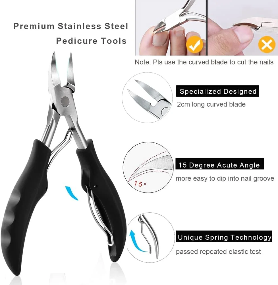 ست ابزار 10 عددی ناخن پا فرورفته، ابزار حرفه ای پدیکور و درمان ناخن، قیچی های درجه جراحی