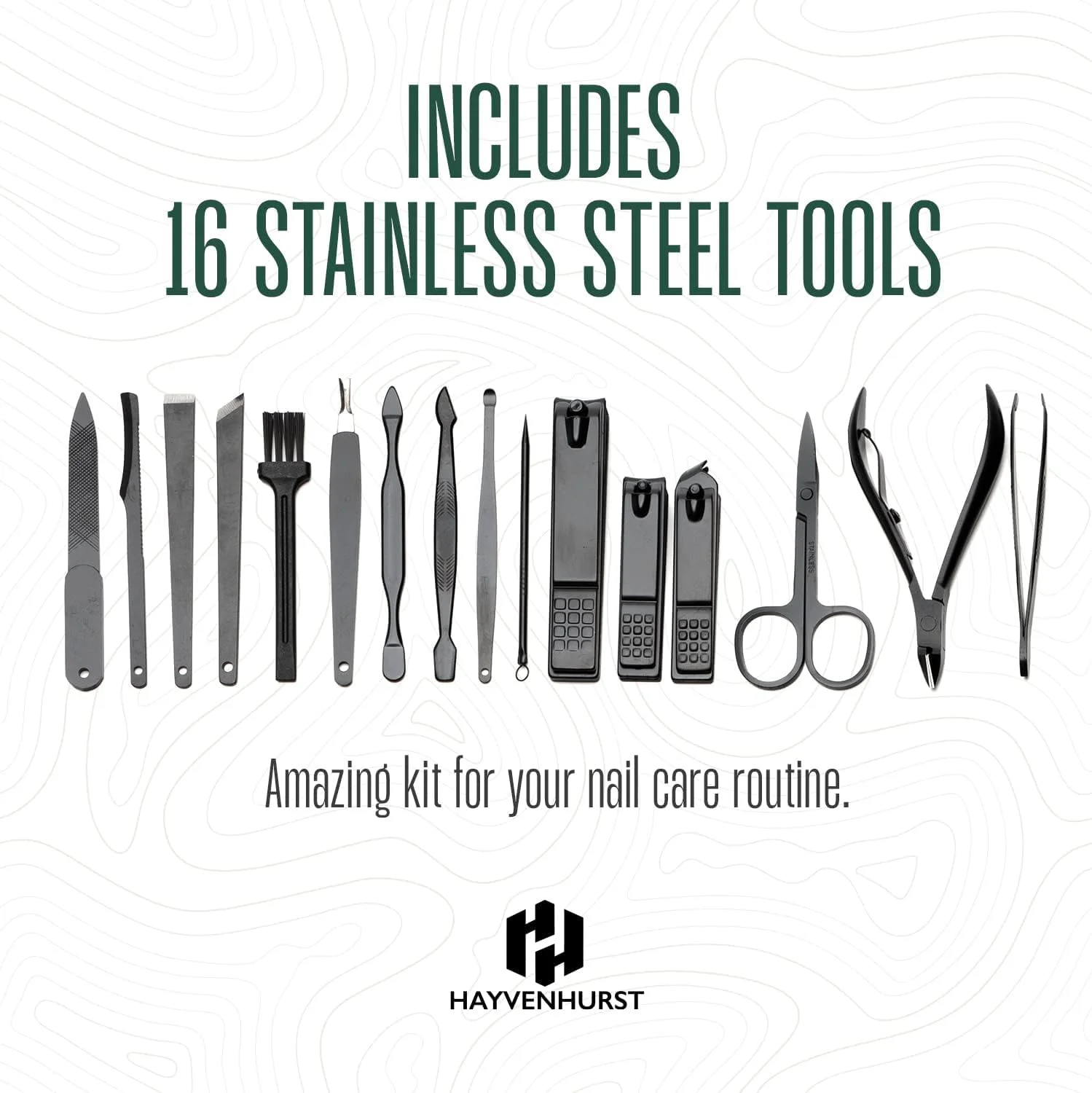 ست ناخن - ست قیچی ناخن - ست مانیکور - ست 15 تکه استیل ضد زنگ مانیکور مردانه - ست پدیکور با قیچی ناخن مردانه - ست پیرایش مردانه با کیف چرمی قهوه ای لوکس قابل حمل