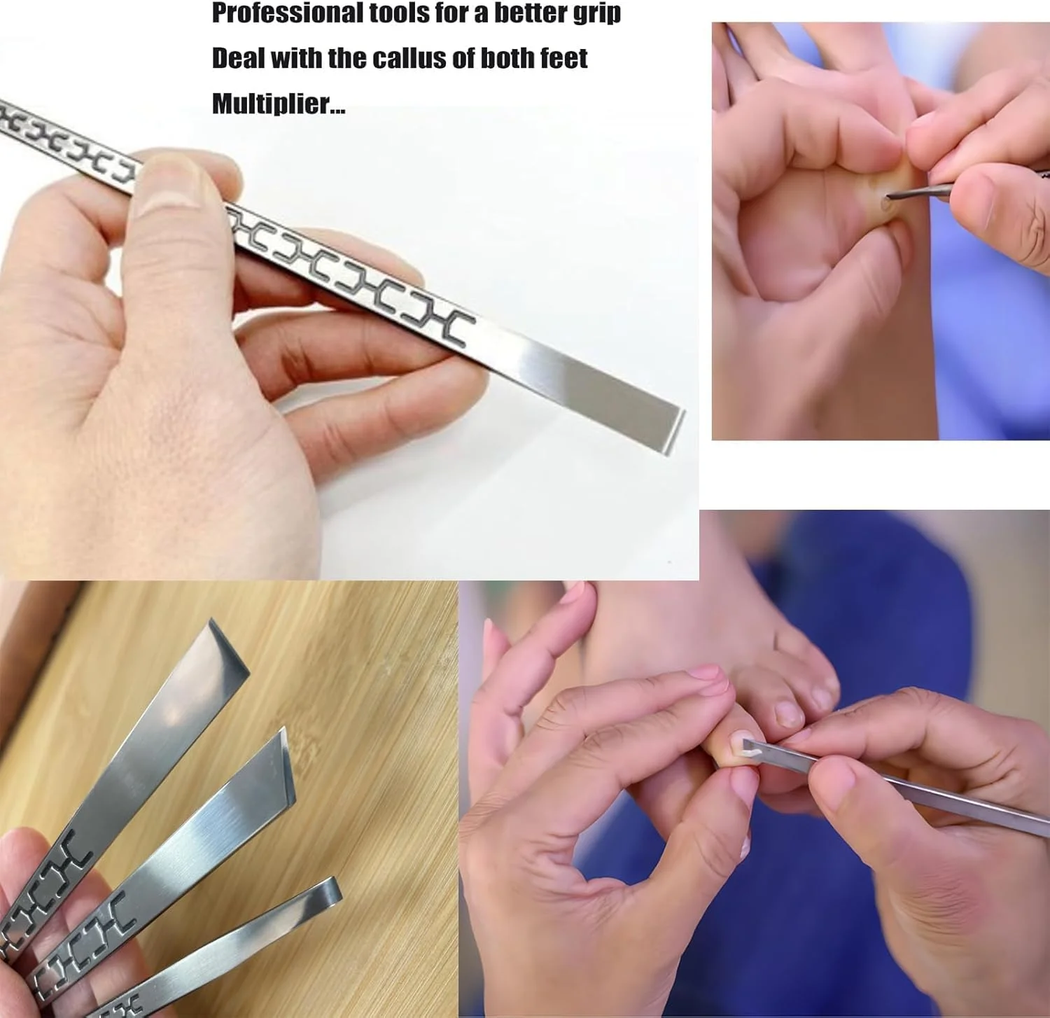 ست ۳ عددی ابزار پدیکور، ابزار حرفه ای مراقبت از پا از جنس استیل ضد زنگ برای از بین بردن پینه و درمان میخچه ناخن