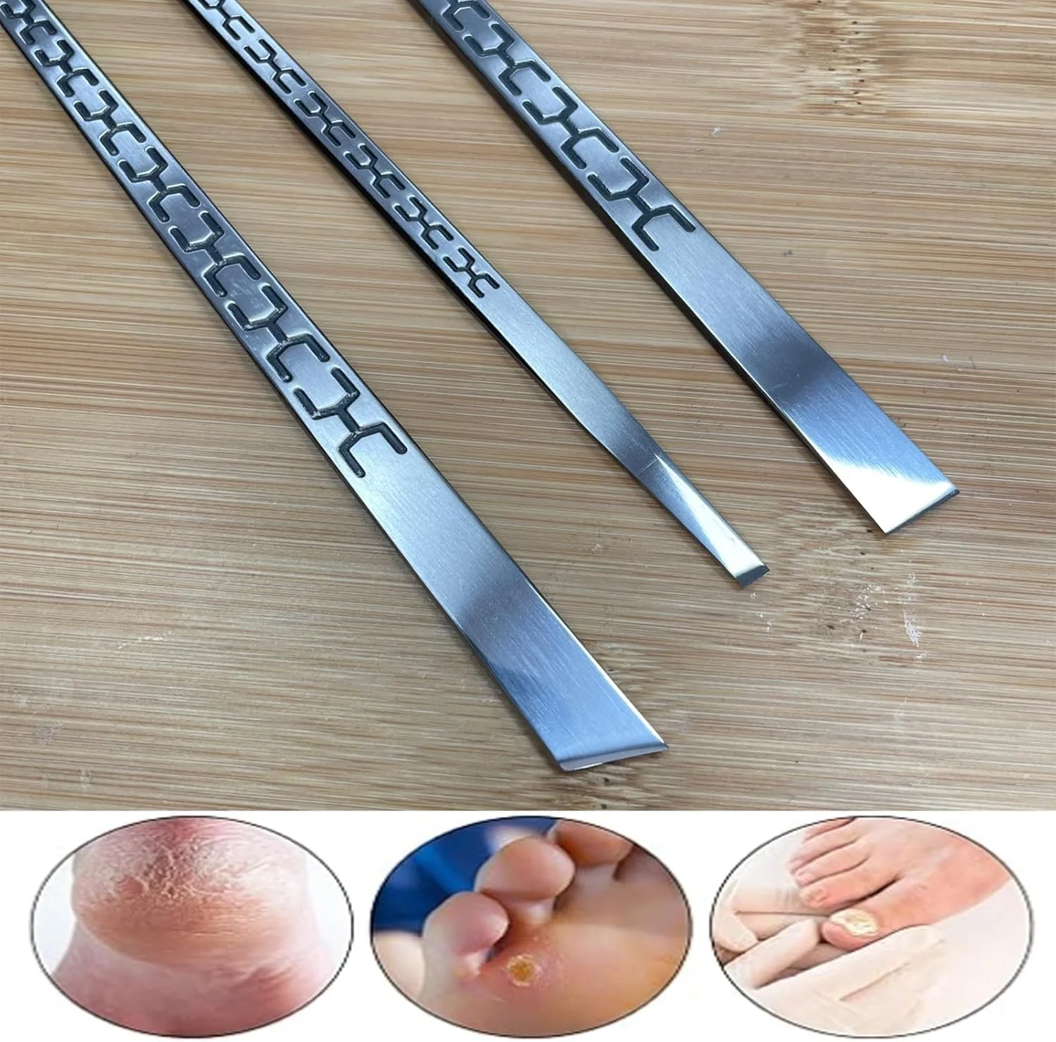 ست ۳ عددی ابزار پدیکور، ابزار حرفه ای مراقبت از پا از جنس استیل ضد زنگ برای از بین بردن پینه و درمان میخچه ناخن