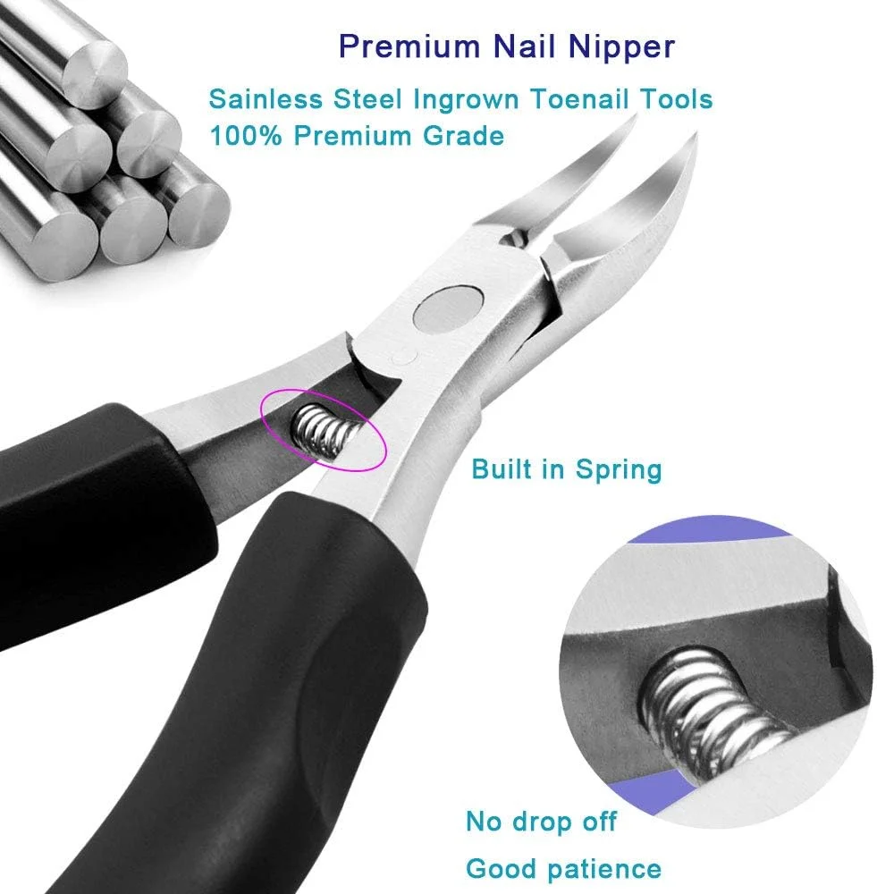 ست قیچی ناخن پا، ست ۸ تکه حرفه ای قیچی ناخن پا برای آقایان و بانوان، ابزار مانیکور ناخن با فولاد ضد زنگ ممتاز مناسب برای سالمندان و ناخن های ضخیم