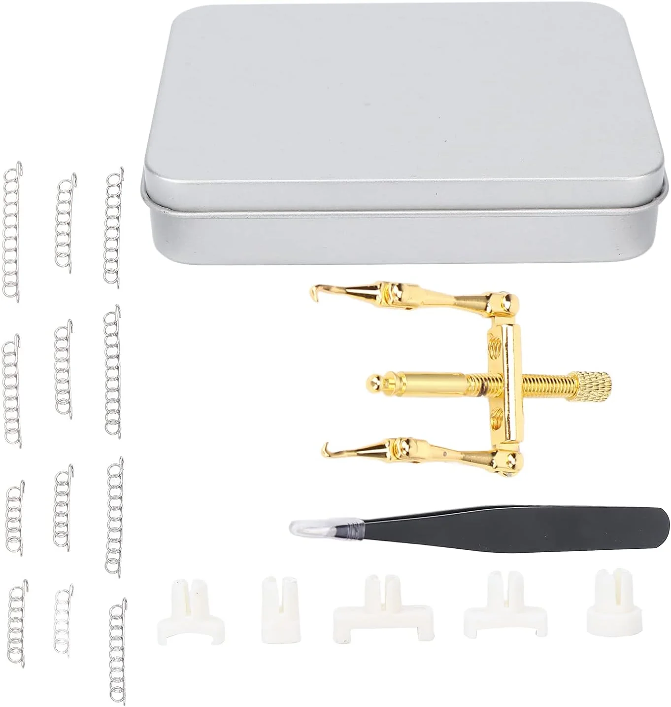 کیت درمان ناخن فرورفته در گوشت، گیره استیل ضد زنگ حرفه ای اصلاح کننده ناخن فرورفته در گوشت به همراه جعبه نگهداری و 12 عدد سیم اصلاح کننده ناخن فرورفته در گوشت