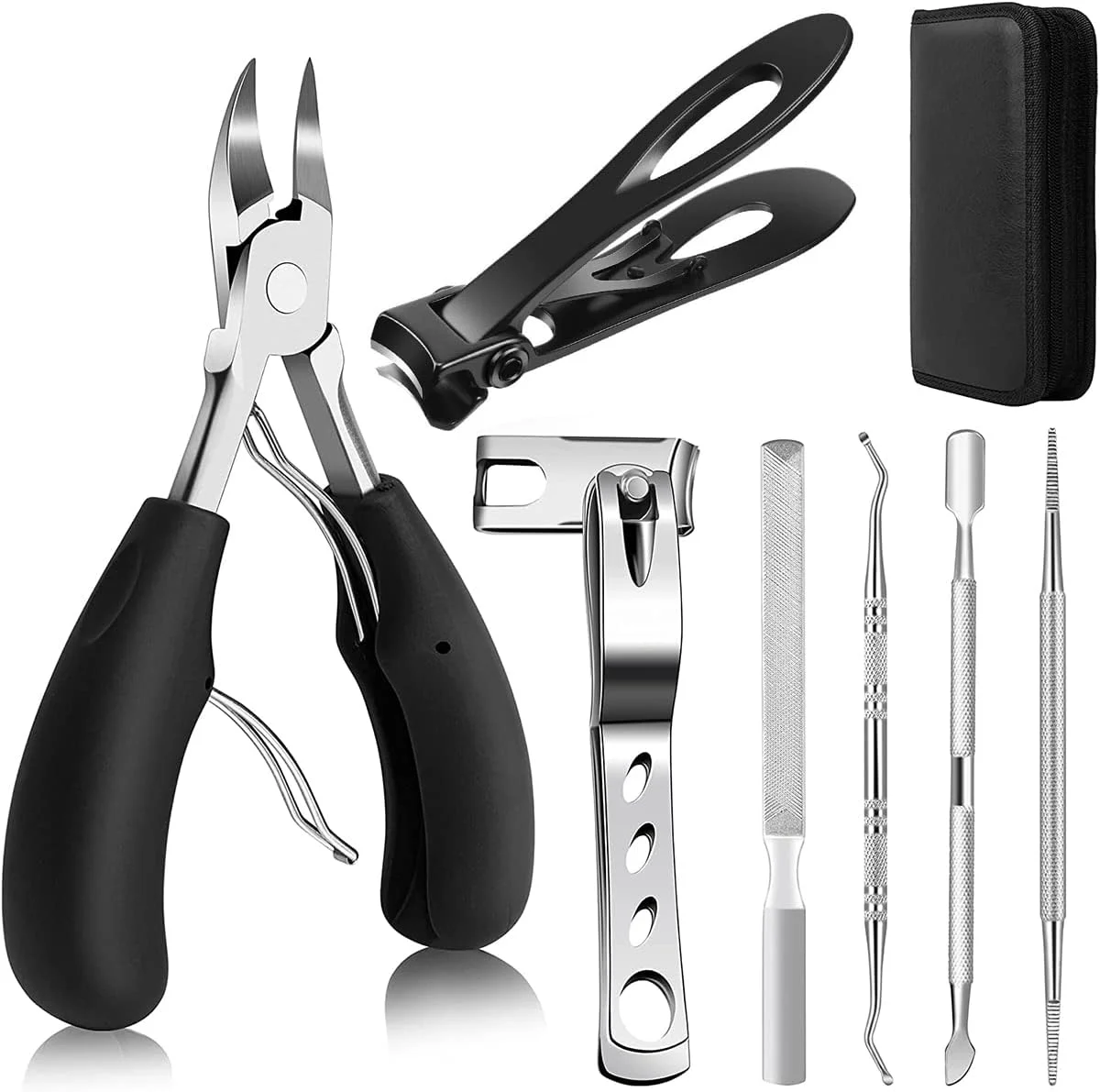 ست ابزار 7 عددی ناخن پا برای درمان ناخن های فرورفته و ضخیم، شامل انبرک های تخصصی و ابزار پدیکور